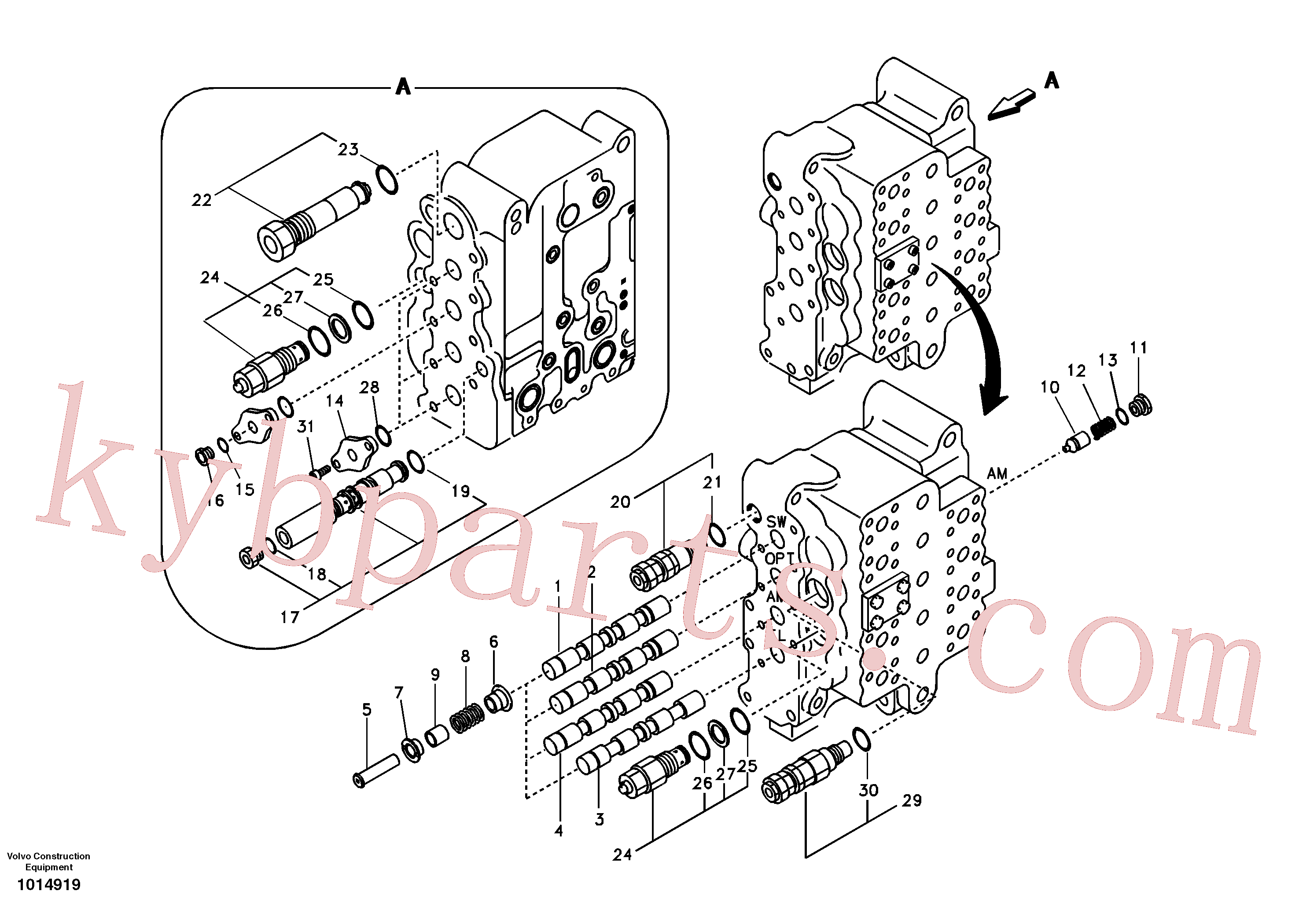 VOE14532822 for Volvo Main control valve, swing and option and dipper arm and travel Lh(1014919 assembly)