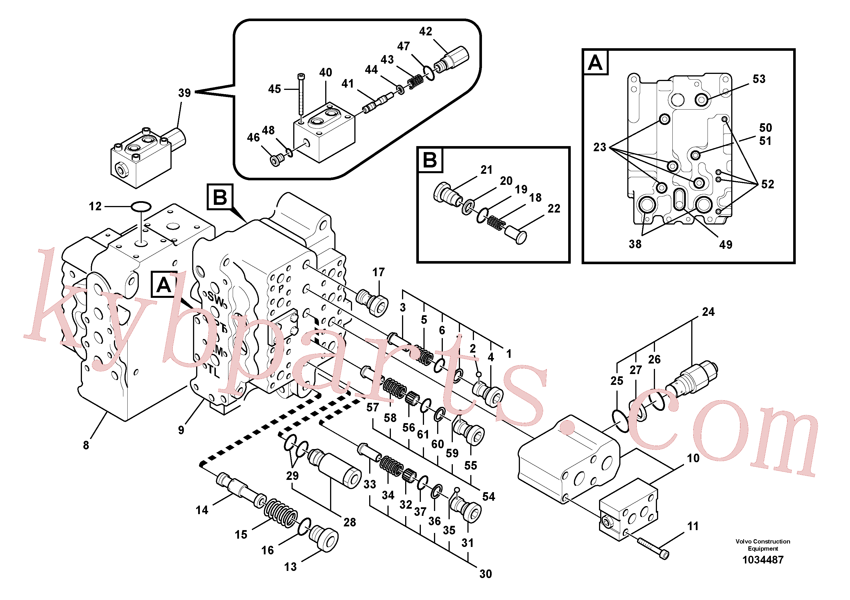 VOE14532822 for Volvo Main control valve, relief valve and dipper arm holding, Main control valve, swing and option and dipper arm and travel Lh(1034487 assembly)