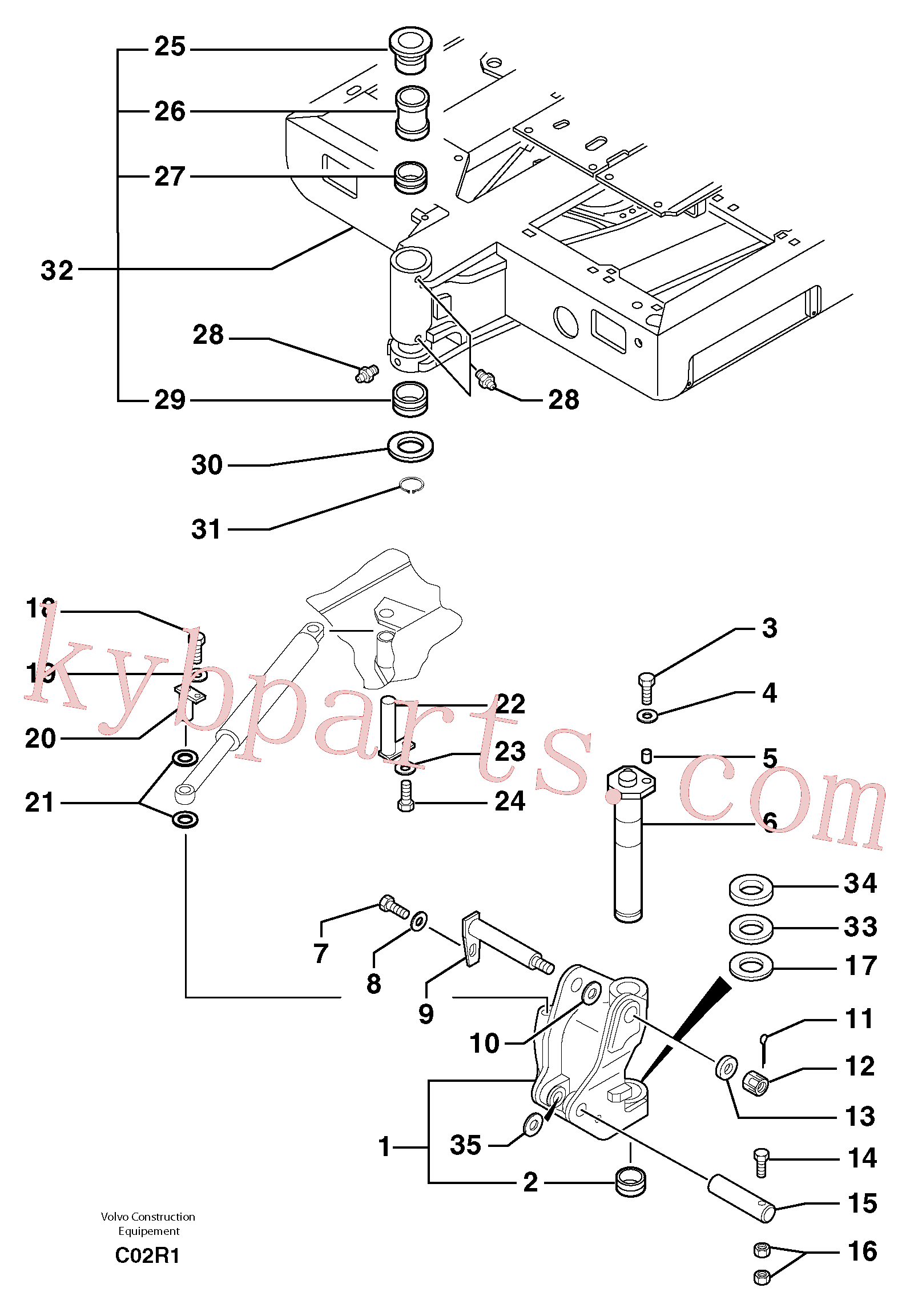 PJ5530116 for Volvo Platform / pivot pin(C02R1 assembly)