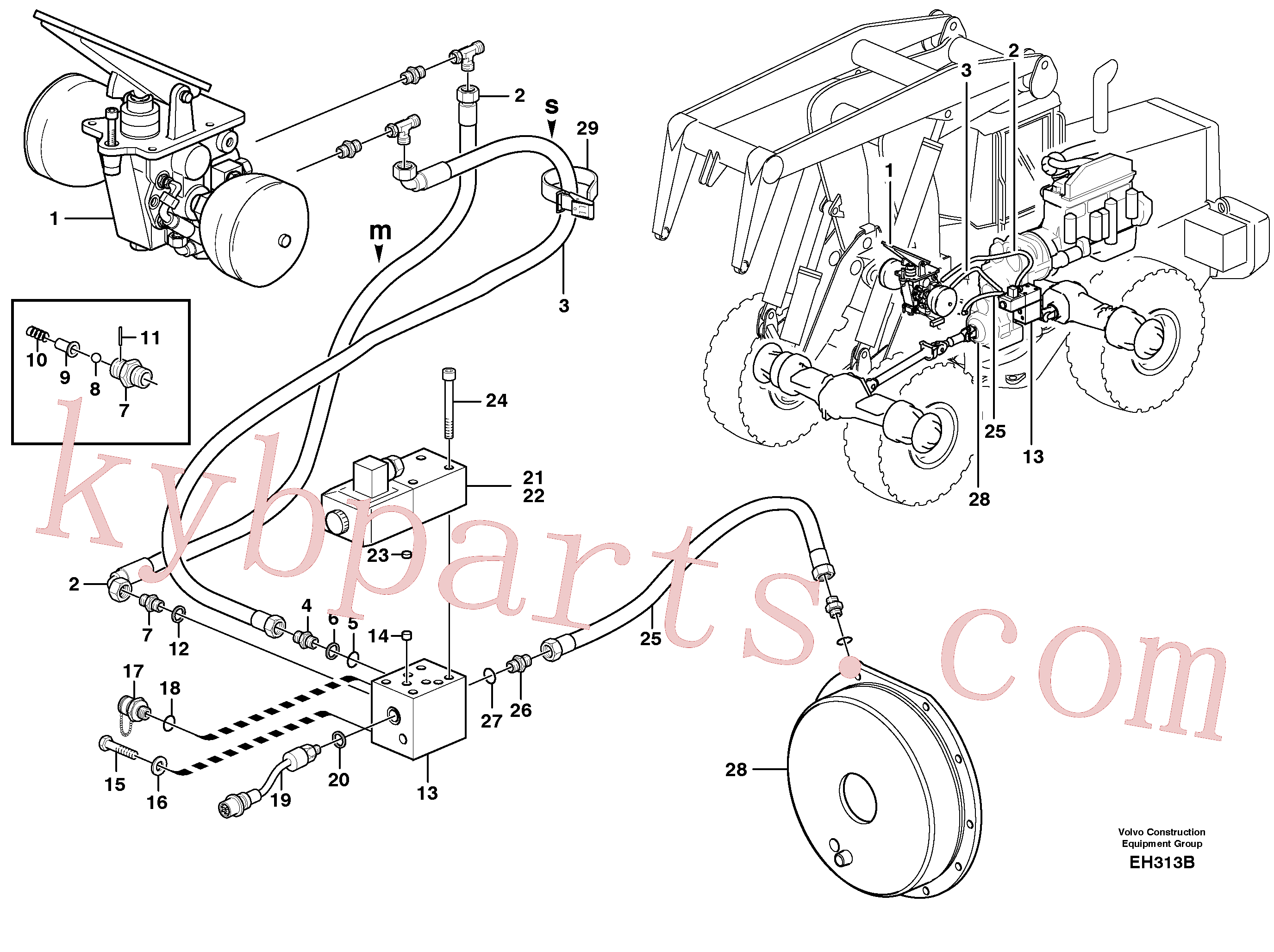 VOE959193 for Volvo Brake hoses, parking brake(EH313B assembly)