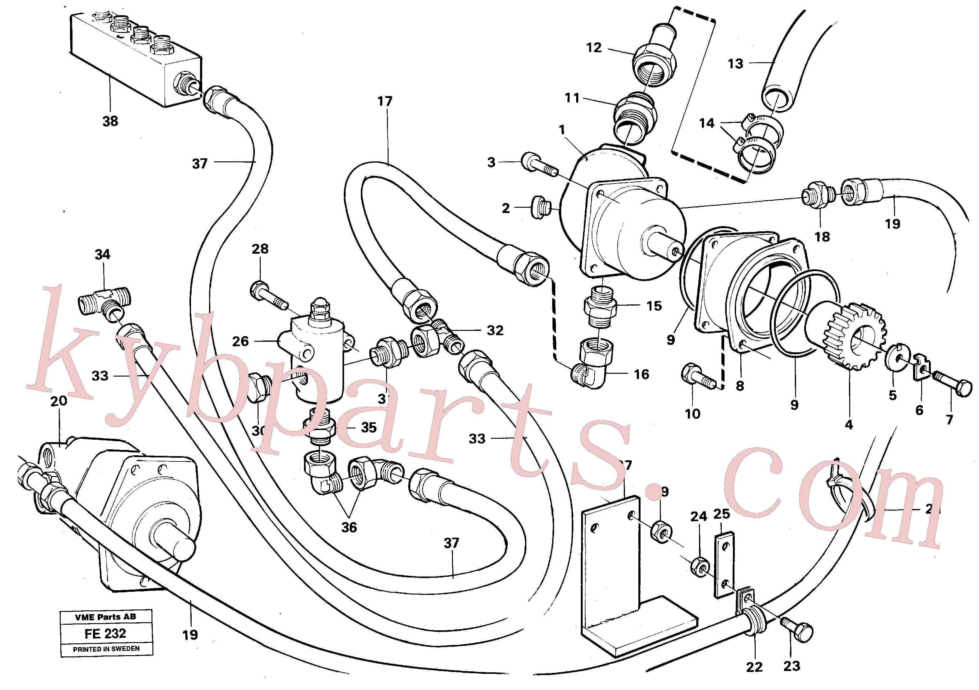 VOE14054933 for Volvo Hydraulic pump with fitting parts(FE232 assembly)