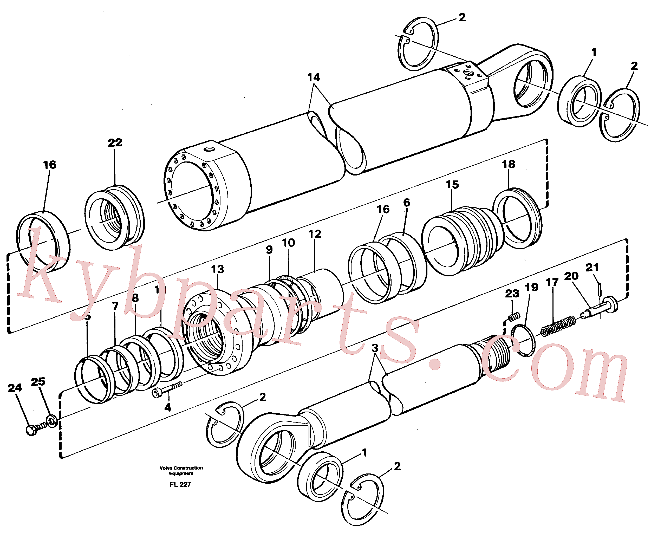 VOE14263517 for Volvo Dipper cylinder, backhoe equipment(FL227 assembly)