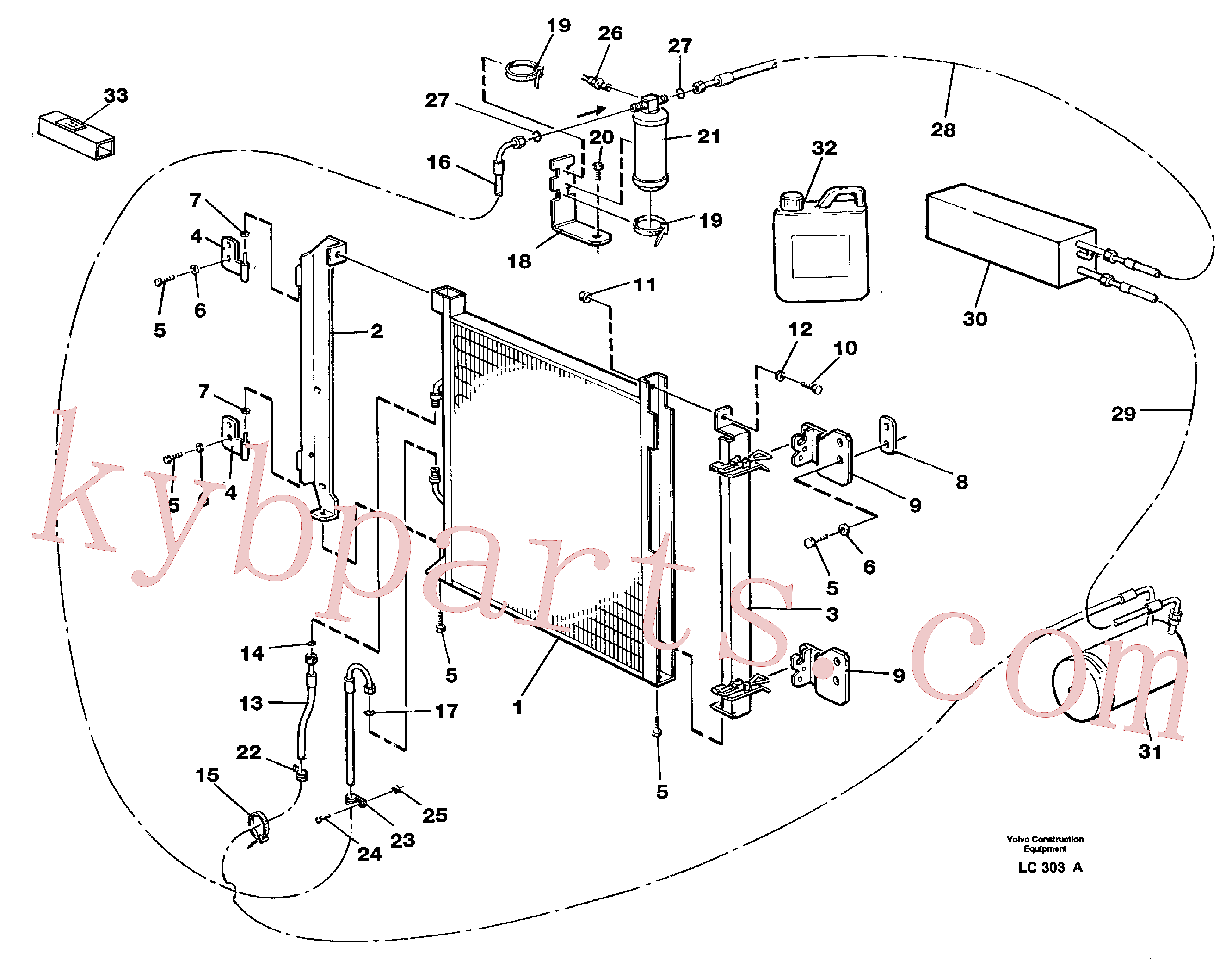 VOE14346573 for Volvo Condensor with fitting parts, cooling agent R134a(LC303A assembly)