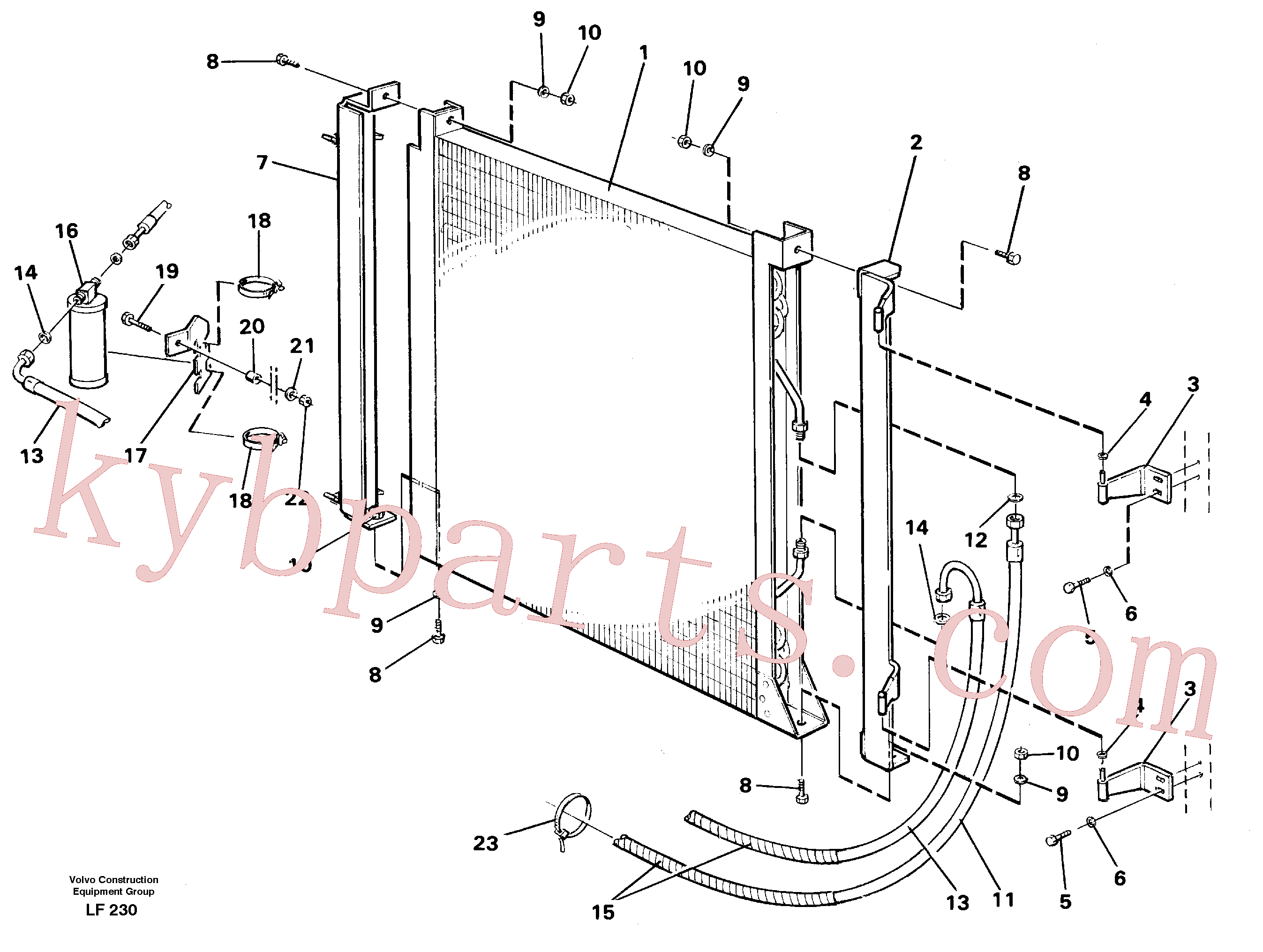 VOE14346573 for Volvo Condensor with fitting parts. Cooling agent R12,r134a(LF230 assembly)