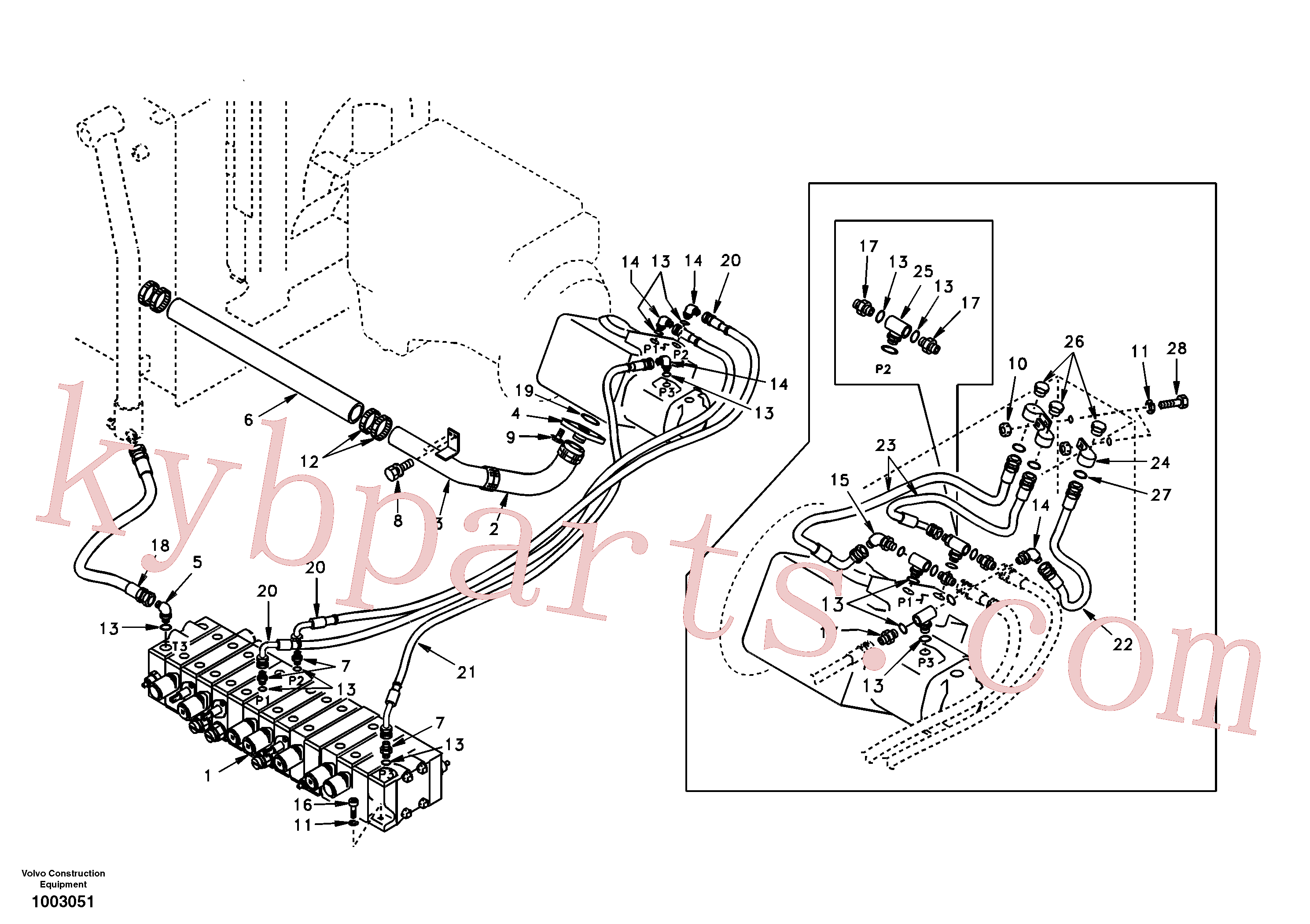 SA7250-10904 for Volvo Hydraulic system, hydraulic tank to hydraulic pump(1003051 assembly)