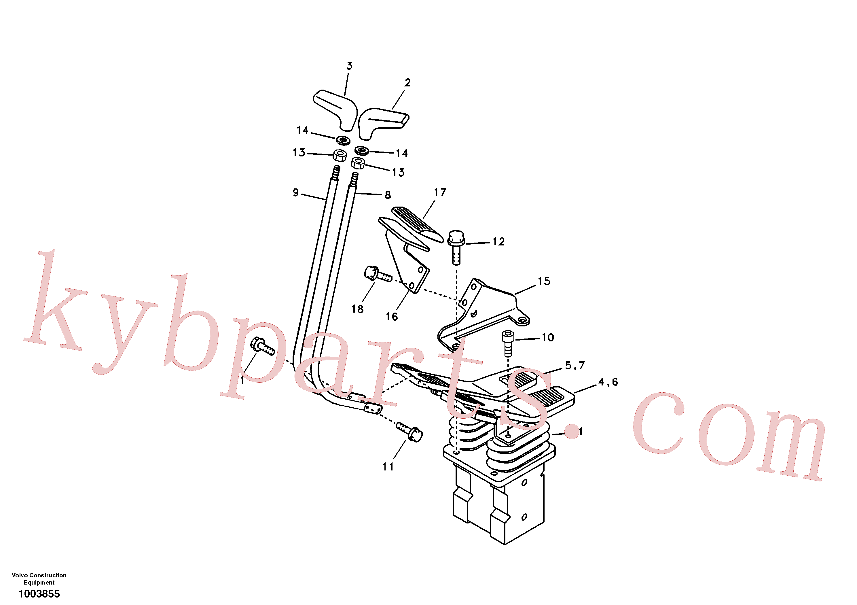 VOE14523006 for Volvo Remote control valve pedal with fitting parts(1003855 assembly)