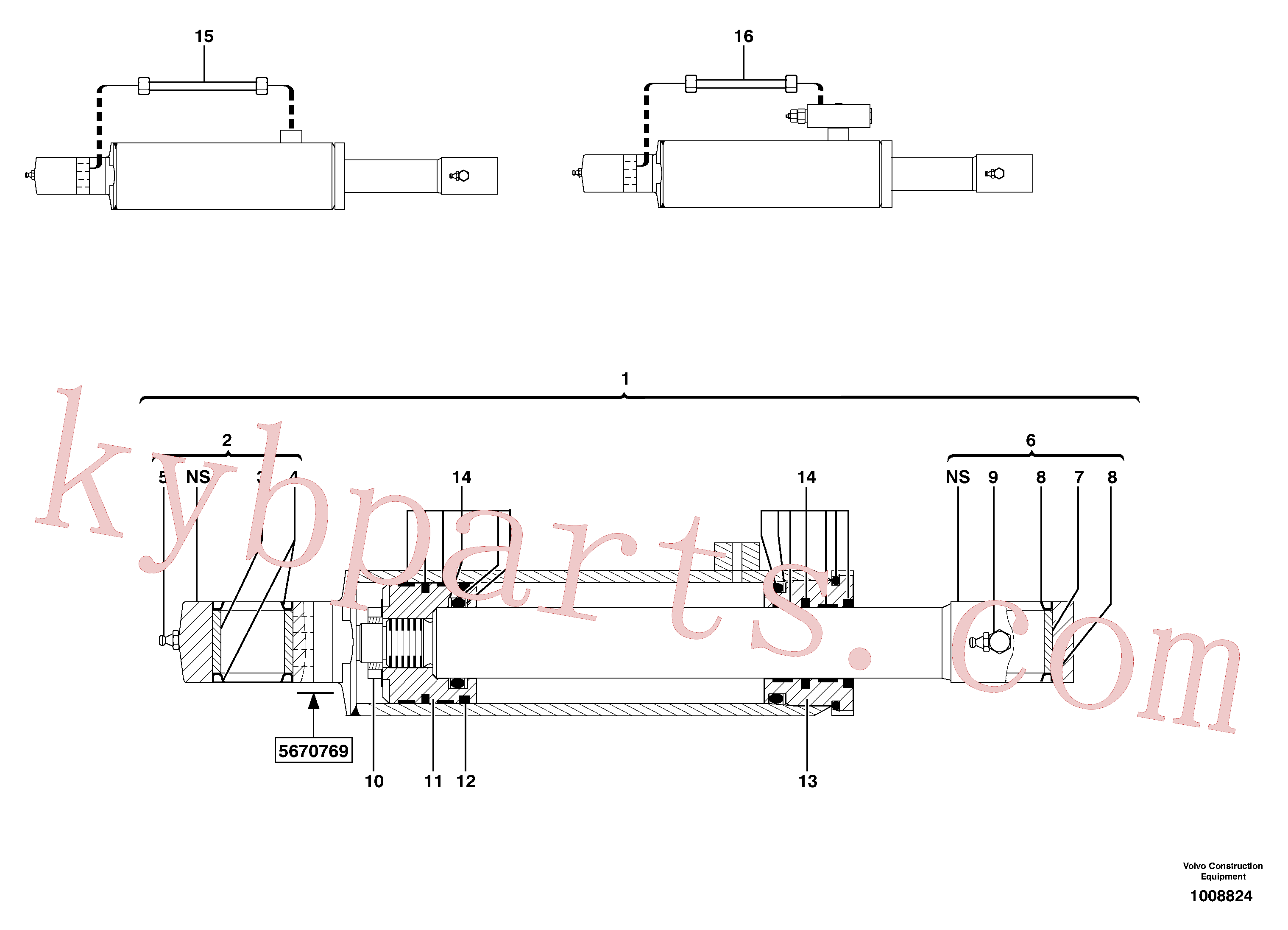PJ5640216 for Volvo Dipper arm cylinder(1008824 assembly)