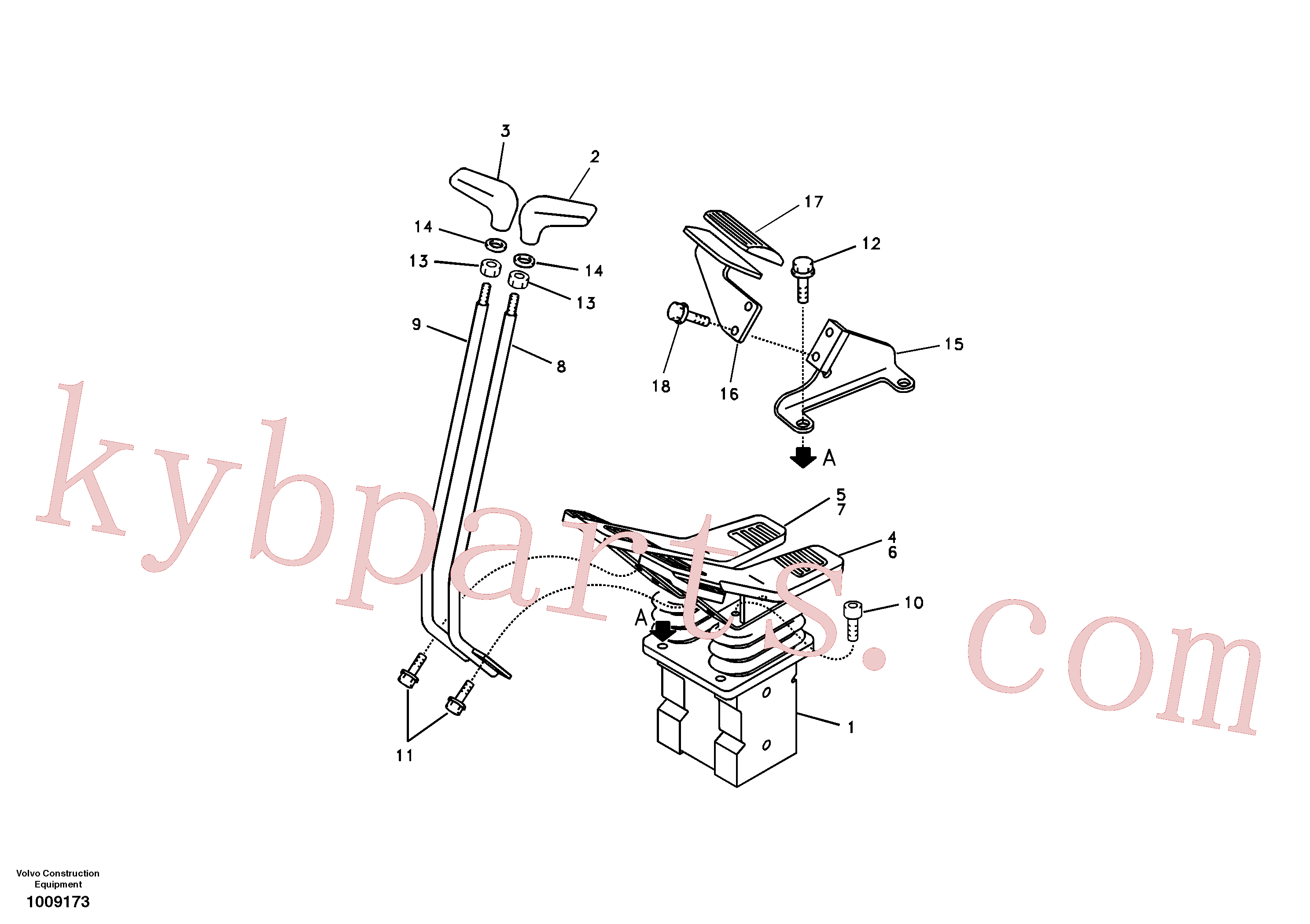 VOE14521979 for Volvo Remote control valve pedal with fitting parts(1009173 assembly)