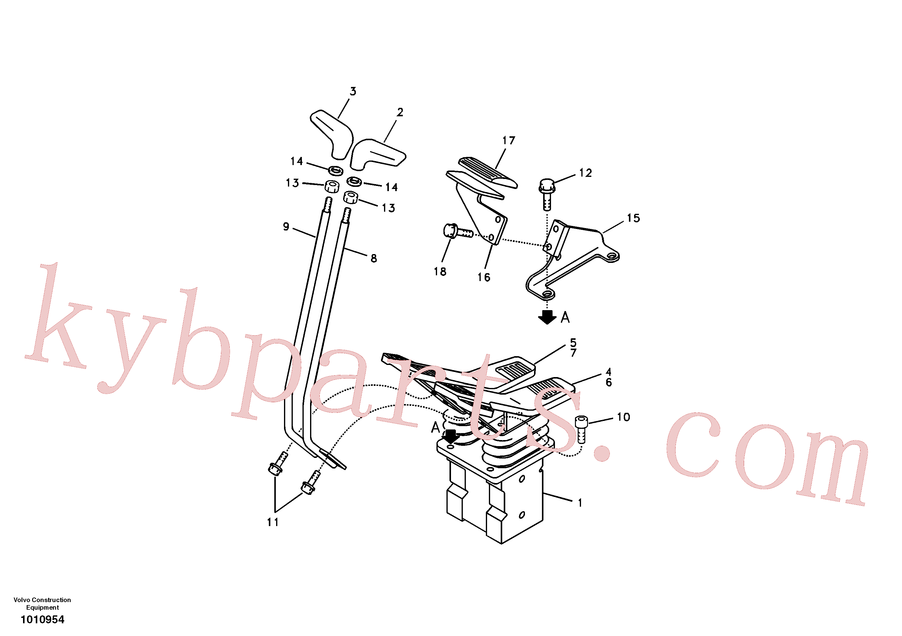 VOE14521979 for Volvo Remote control valve pedal with fitting parts(1010954 assembly)