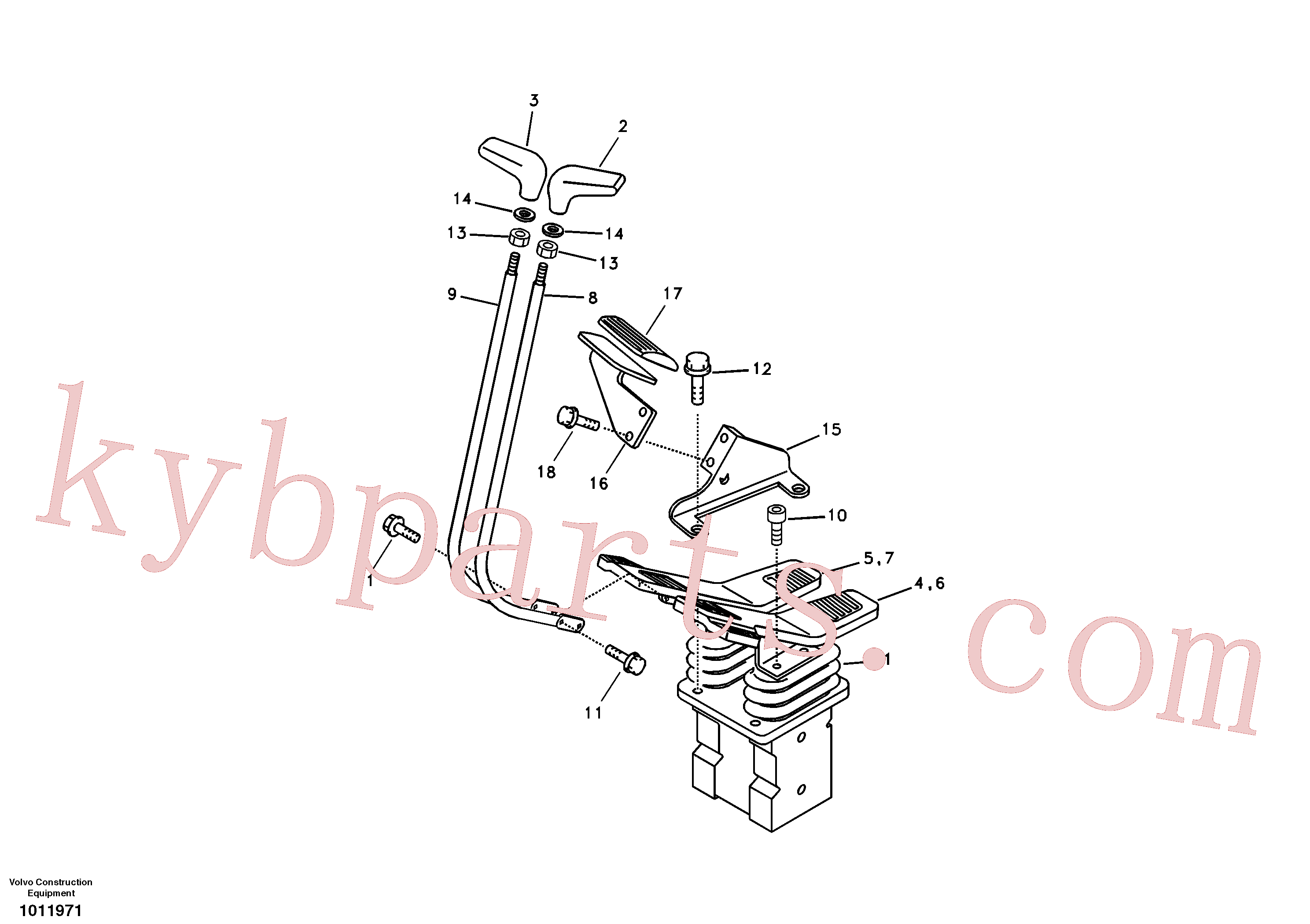 VOE14523006 for Volvo Remote control valve pedal with fitting parts(1011971 assembly)