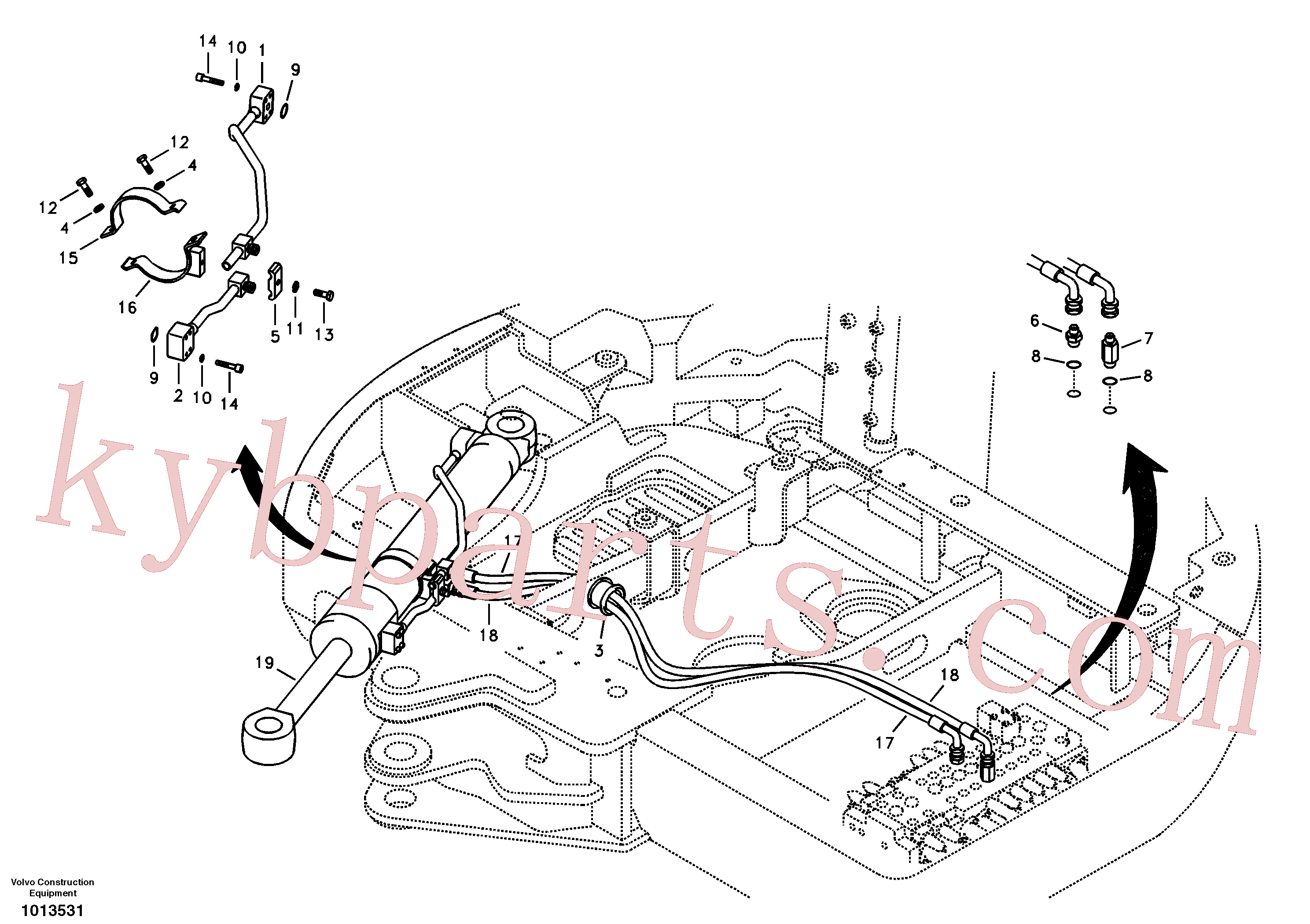 VOE14521160 for Volvo Hydraulic system, control valve to boom and swing(1013531 assembly)