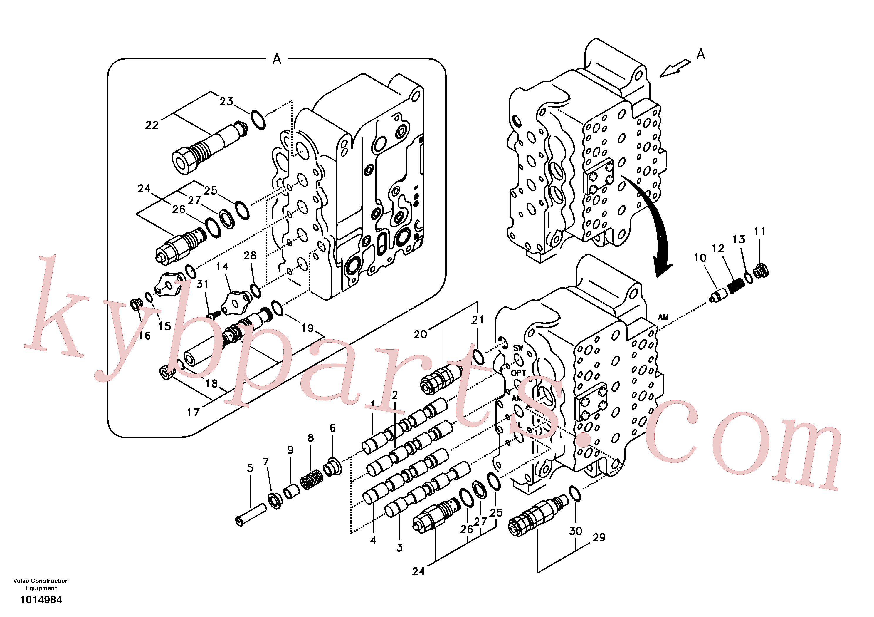 VOE14557639 for Volvo Main control valve, swing and option and dipper arm and travel Lh(1014984 assembly)