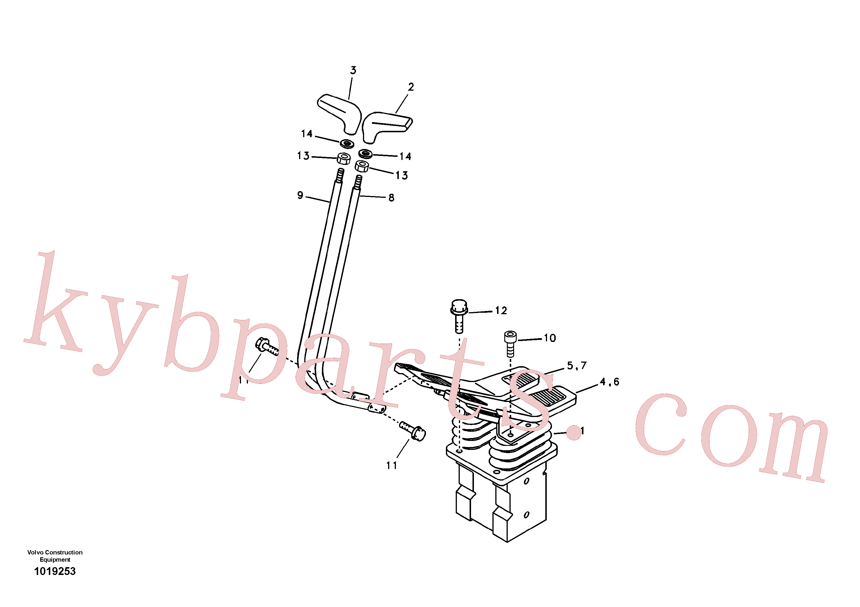 VOE14521979 for Volvo Remote control valve pedal with fitting parts(1019253 assembly)
