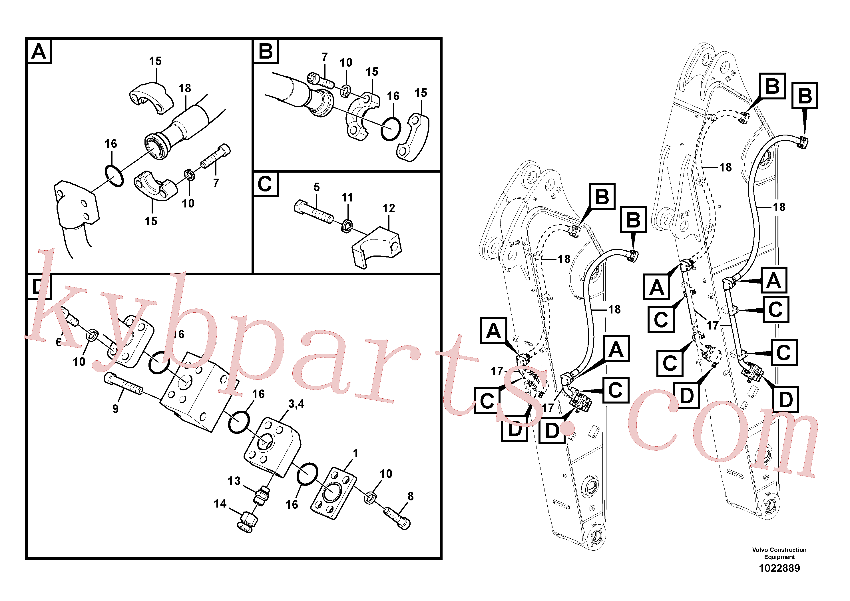 VOE14677234 for Volvo Working hydraulic, hammer and shear for dipper arm(1022889 assembly)
