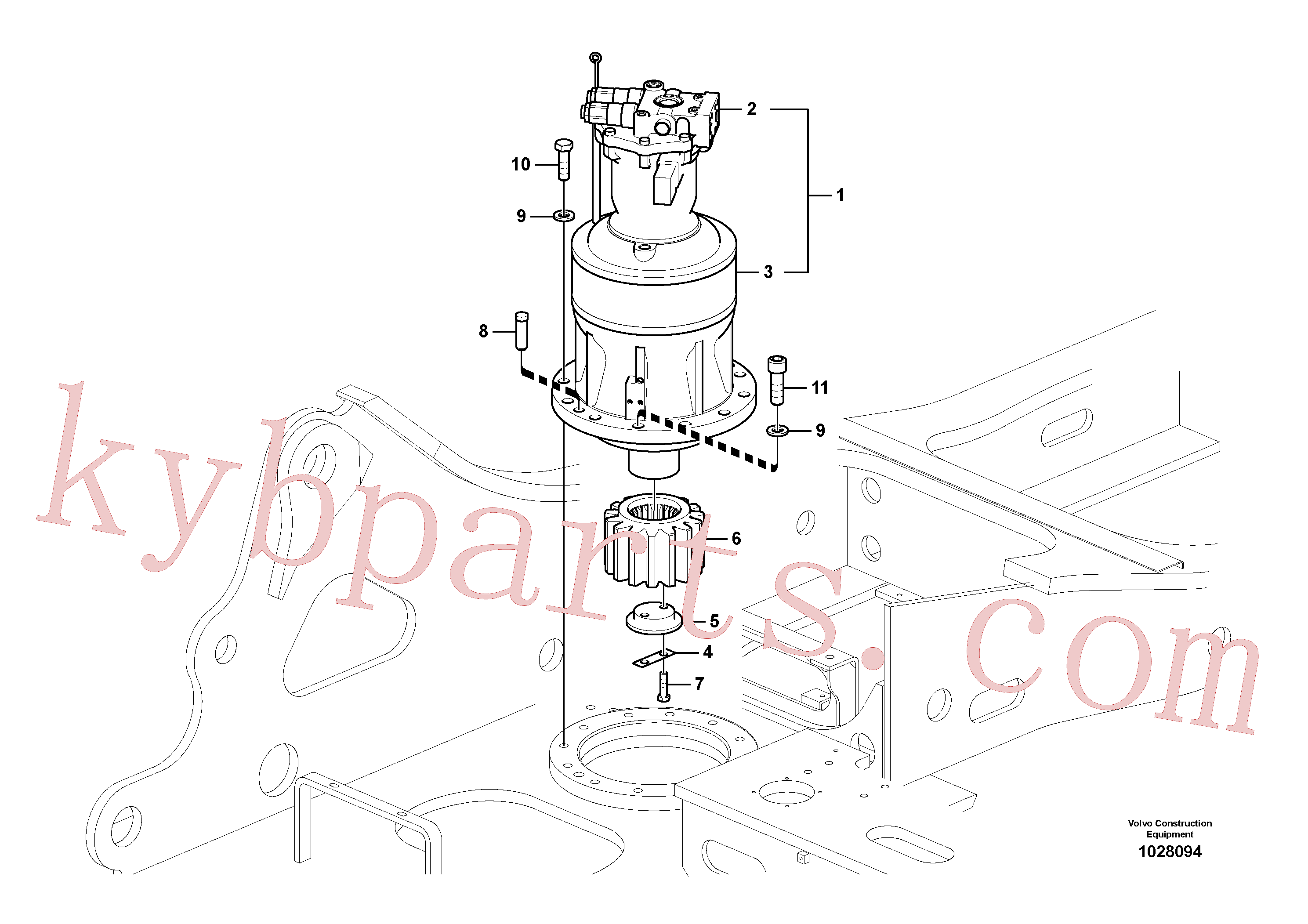 SA1055-00481 for Volvo Swing motor with mounting parts(1028094 assembly)