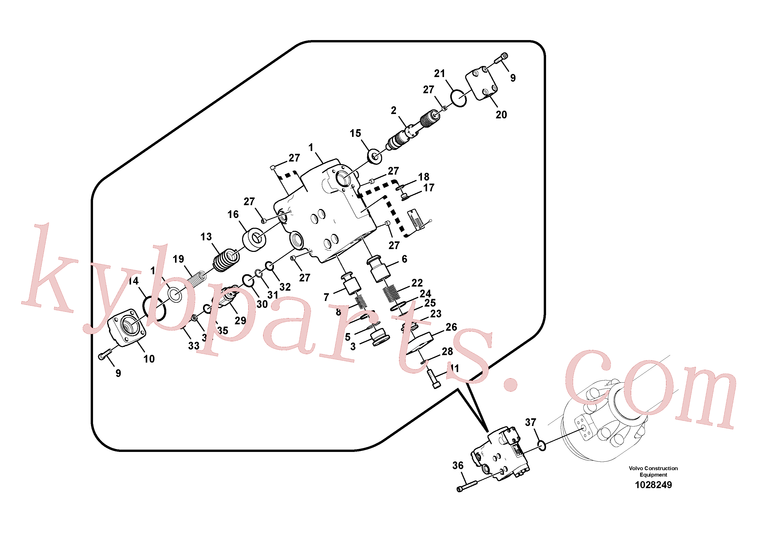 VOE14535920 for Volvo Working hydraulic, dipper arm rupture valve mount.(1028249 assembly)