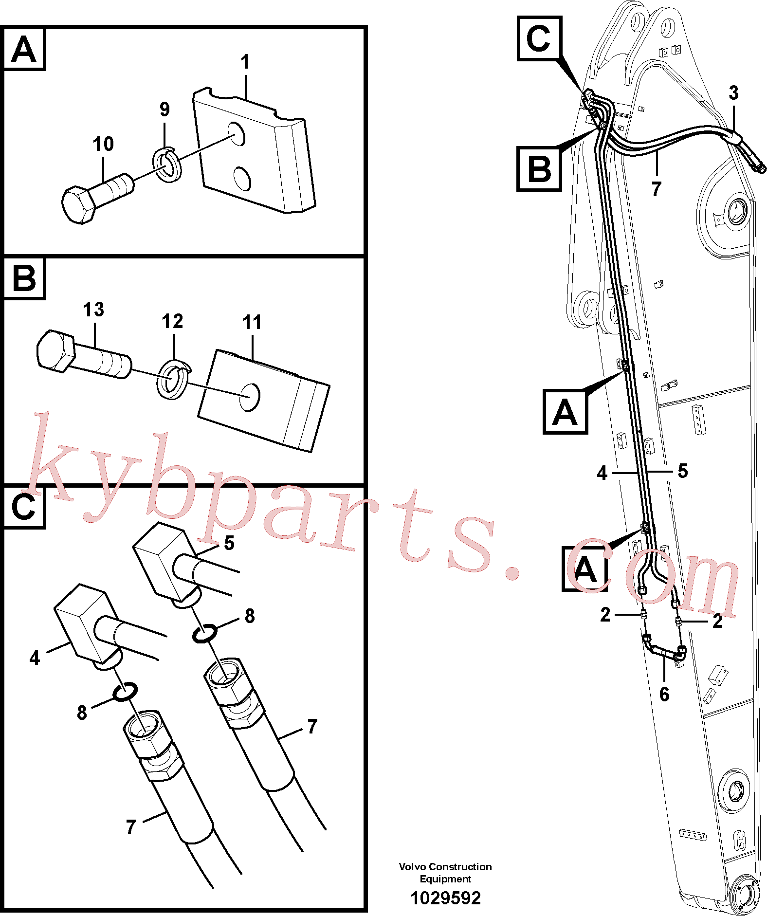 VOE14880905 for Volvo Working hydraulic, slope and rotator on dipper arm(1029592 assembly)