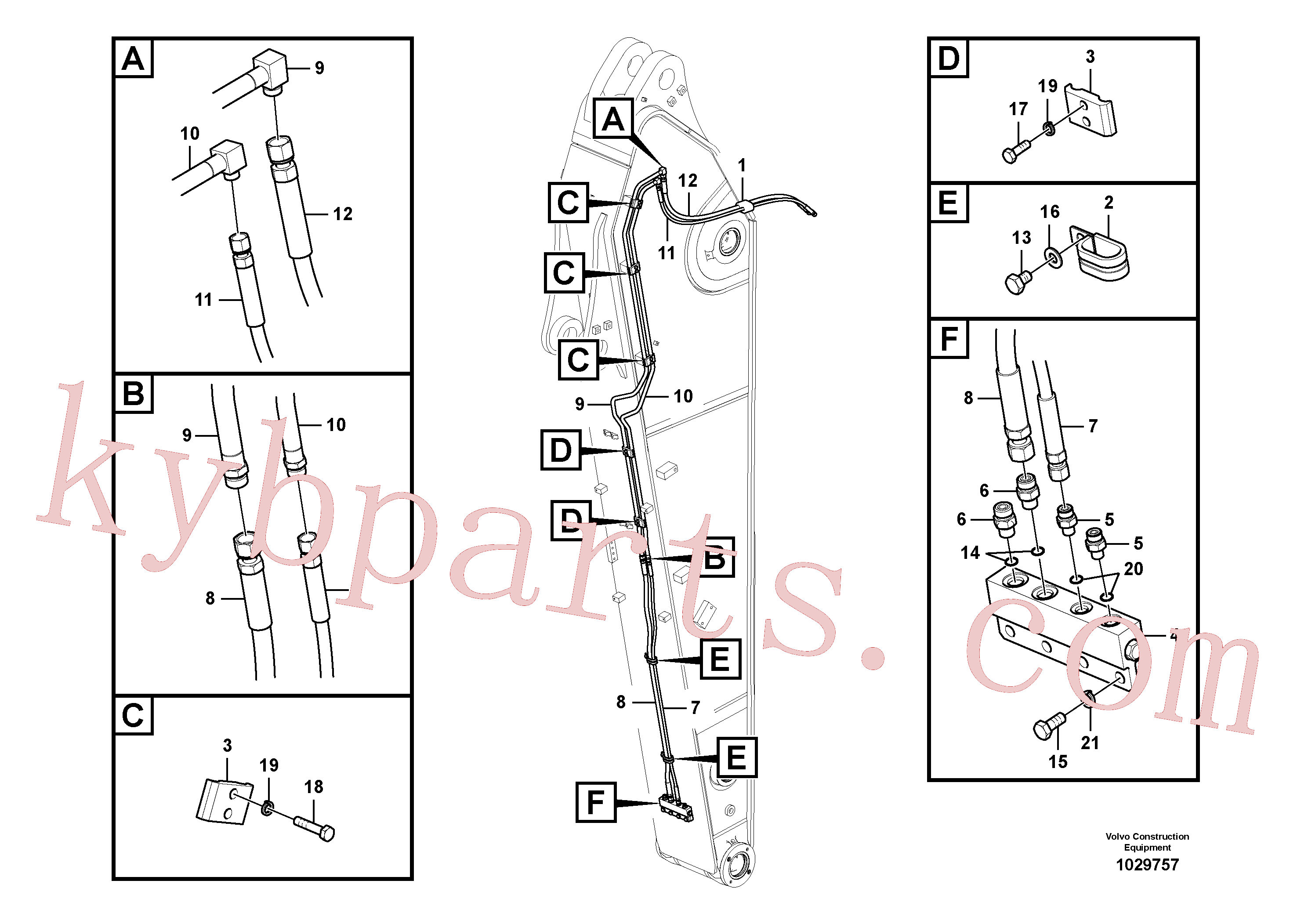VOE14514489 for Volvo Working hydraulic, quick fit on dipper arm(1029757 assembly)