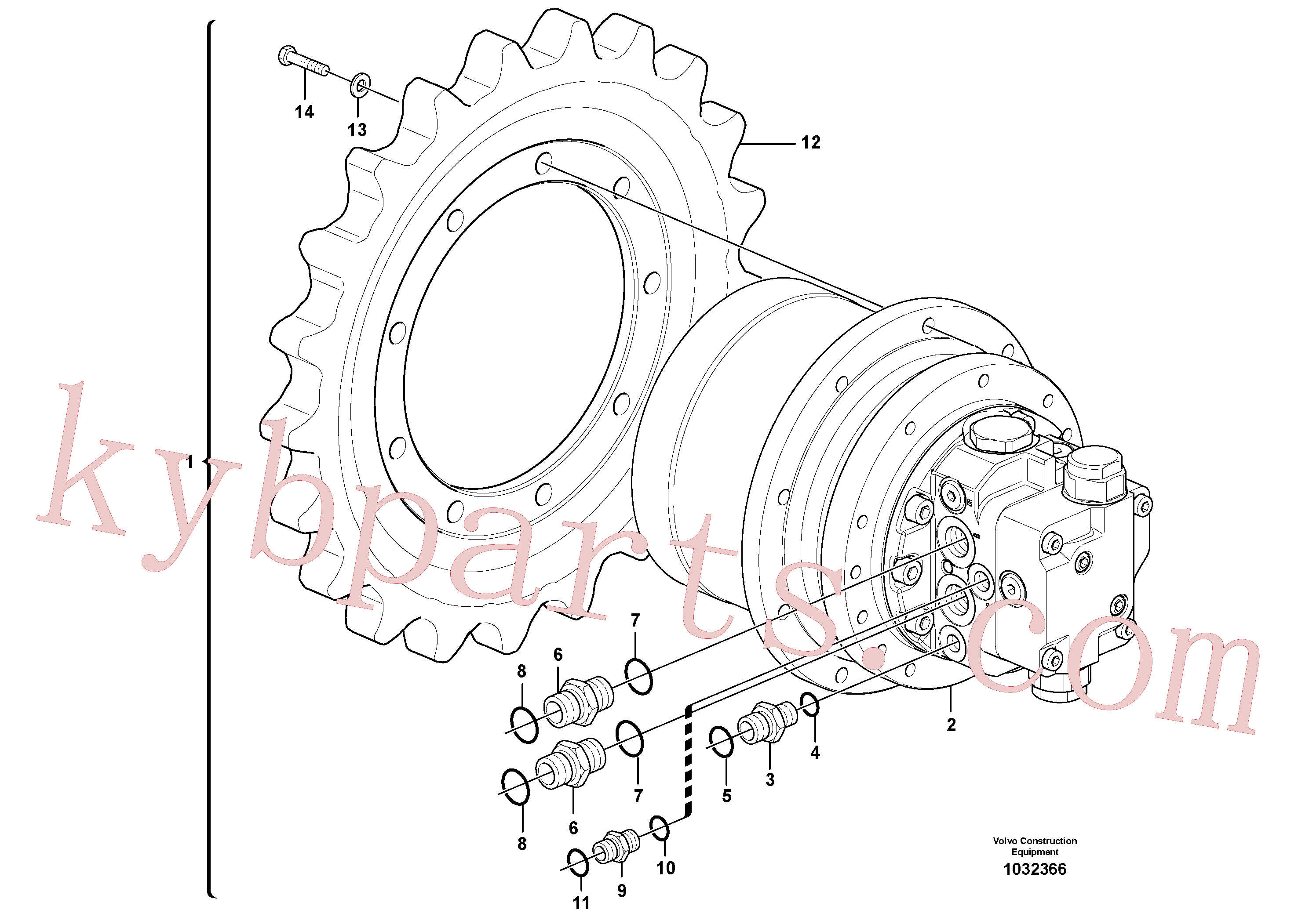 VOE11802995 for Volvo Travel motor with mounting parts(1032366 assembly)