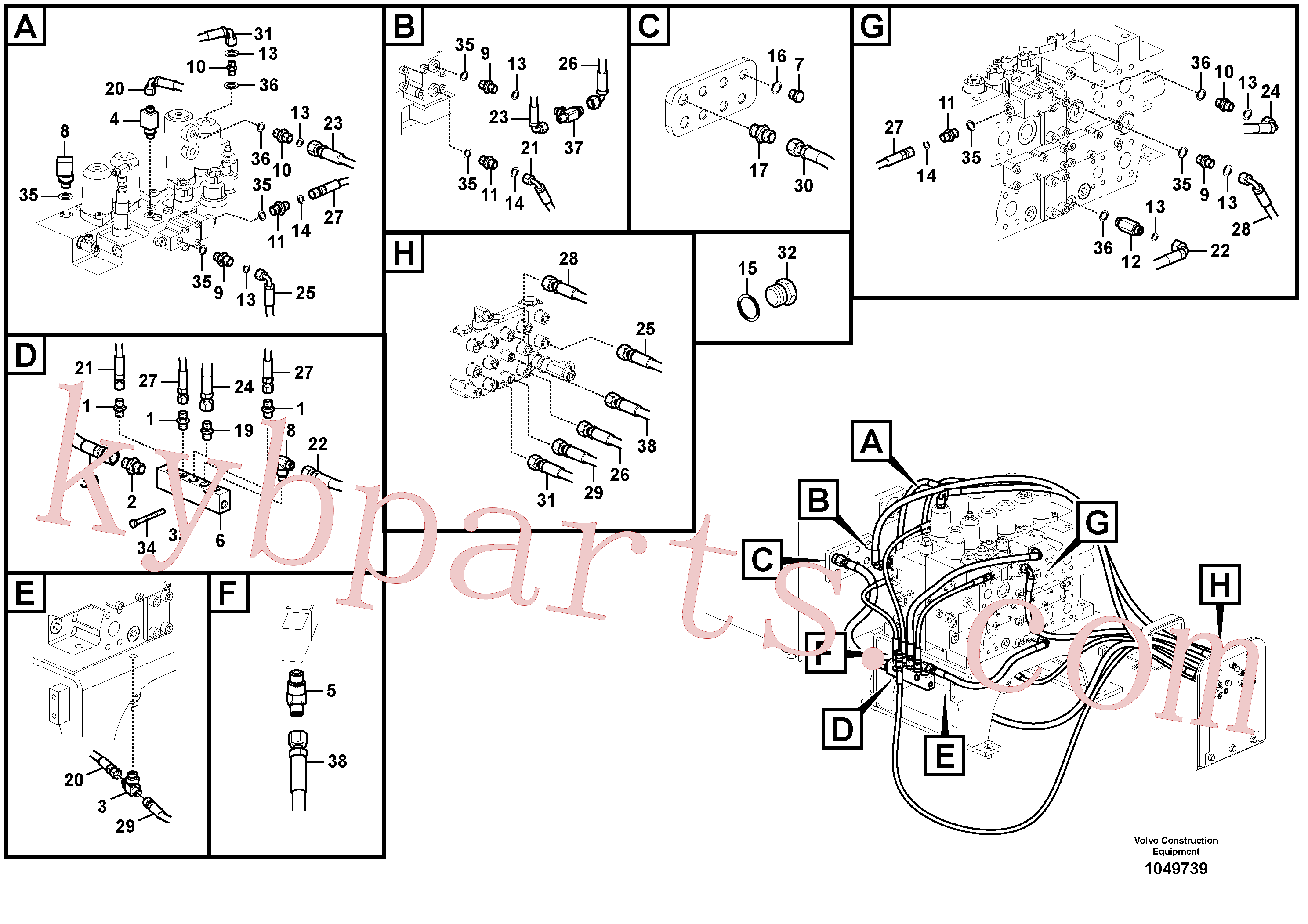 VOE14538787 for Volvo Servo system, control valve to remote control valve(1049739 assembly)