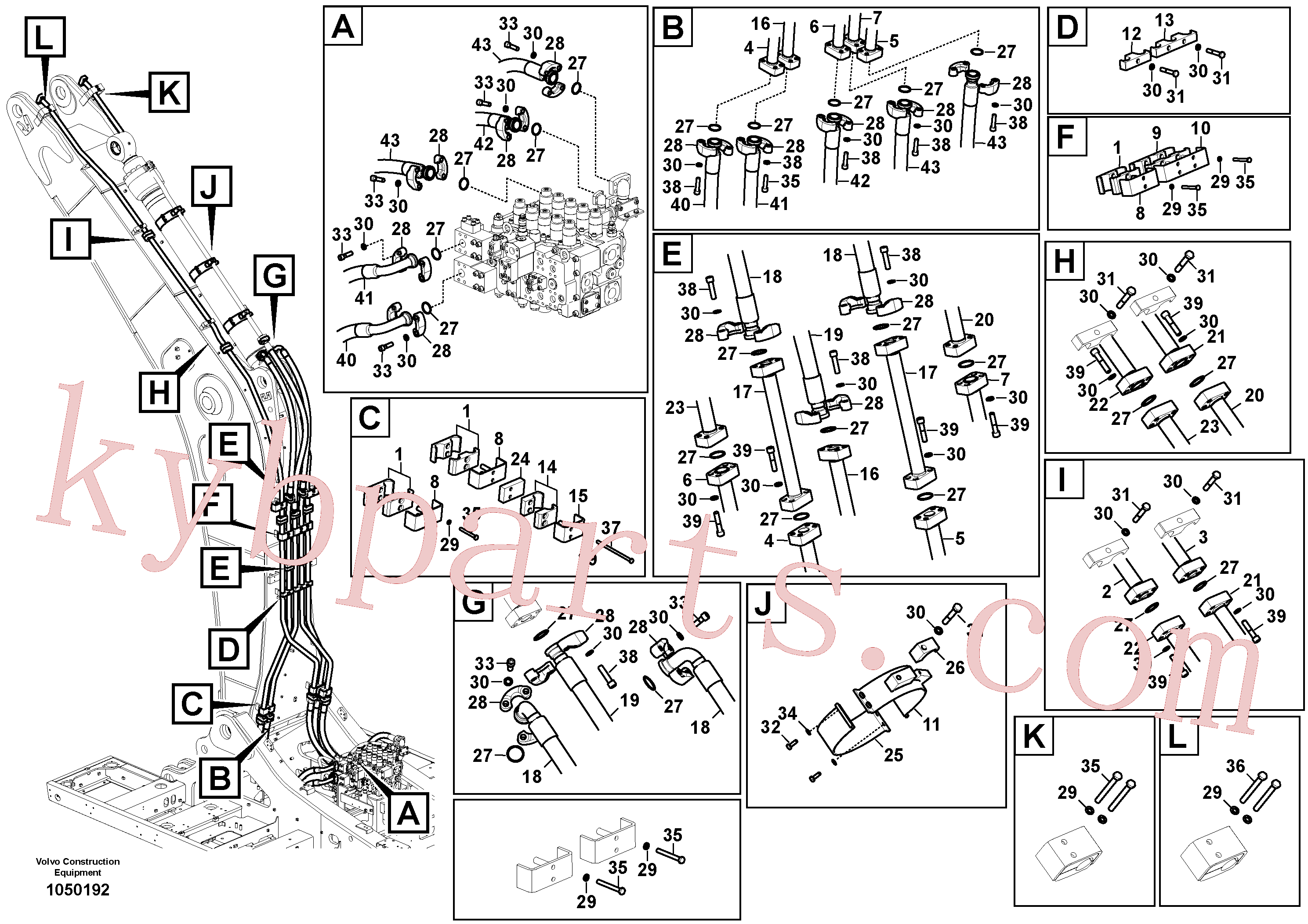 VOE984141 for Volvo Working hydraulic, dipper arm cylinder on boom.(1050192 assembly)