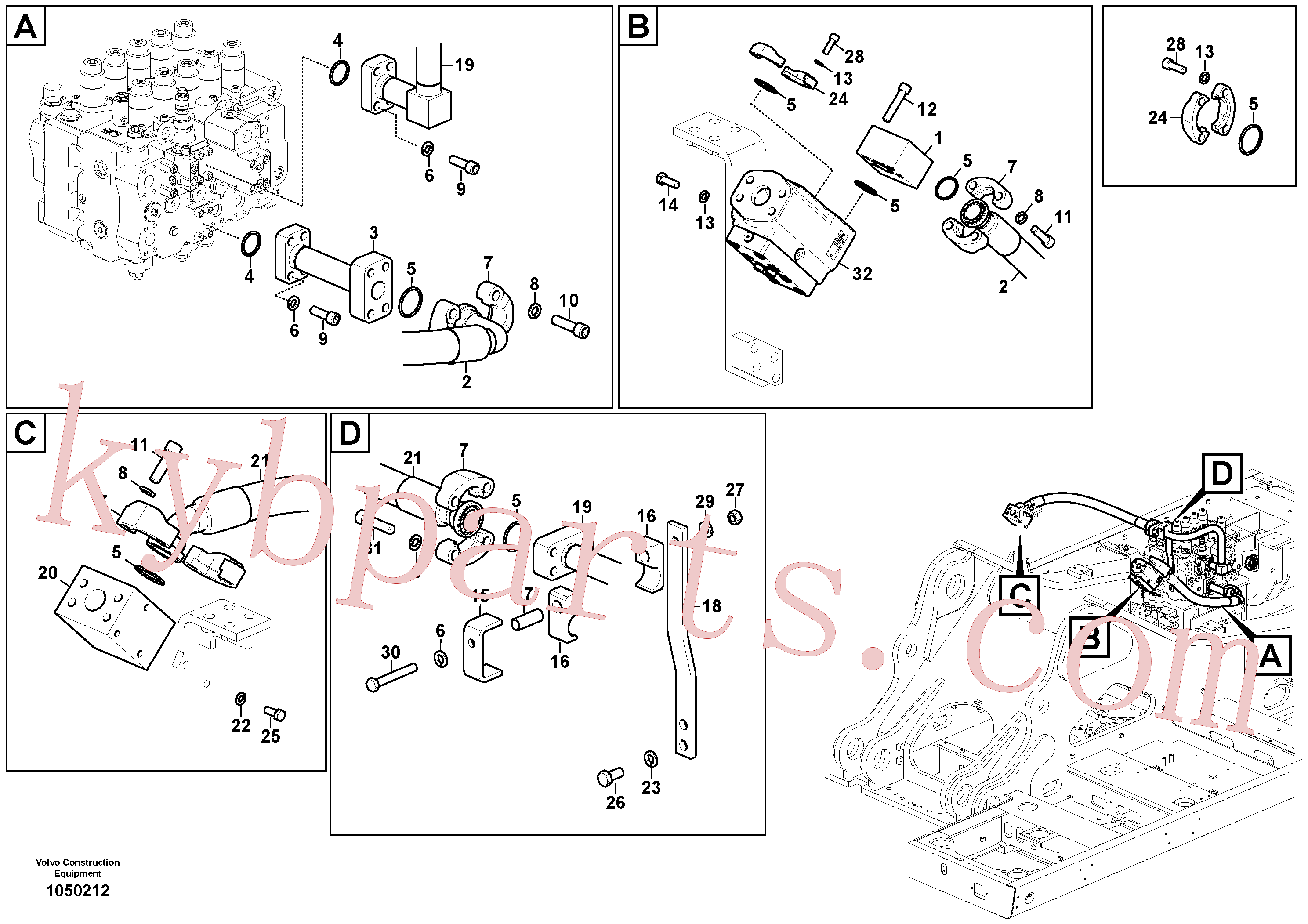 VOE984141 for Volvo Working hydraulic, hammer and shear for upper(1050212 assembly)