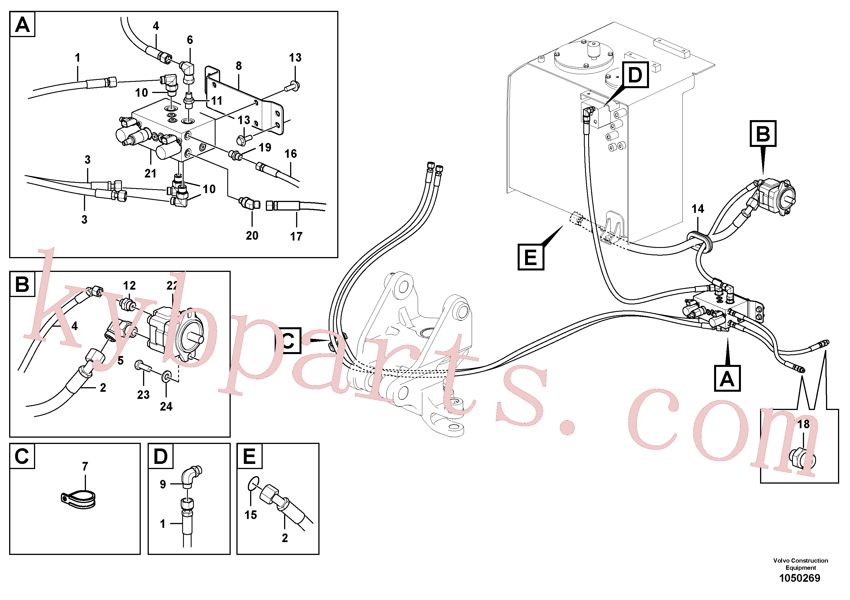 VOE15800358 for Volvo Working hydraulic, slope and rotator on upper frame(1050269 assembly)