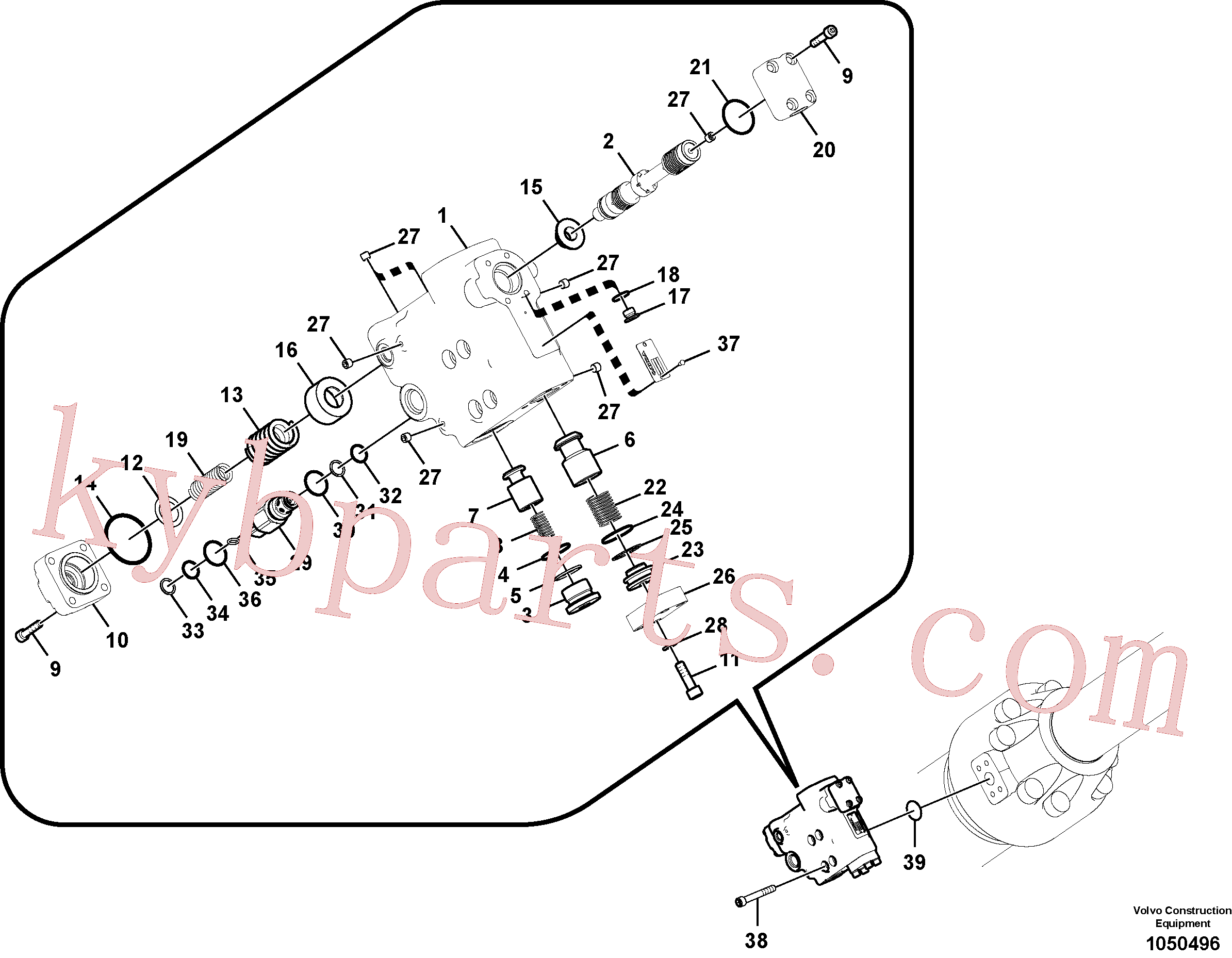 VOE14535920 for Volvo Working hydraulic, dipper arm rupture valve mount.(1050496 assembly)