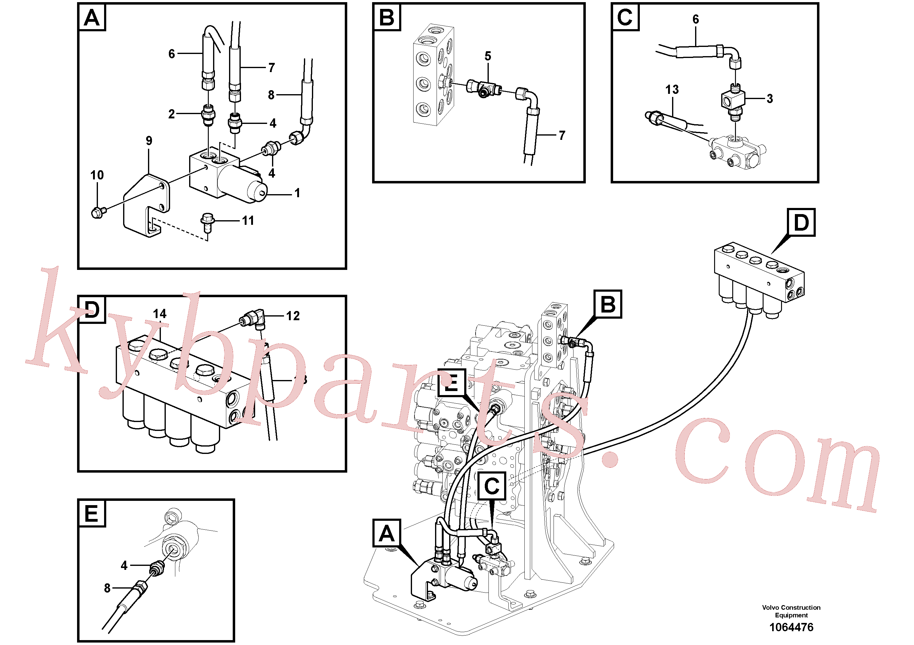 VOE937702 for Volvo Working hydraulic, hammer and shear for 1st pump flow(1064476 assembly)