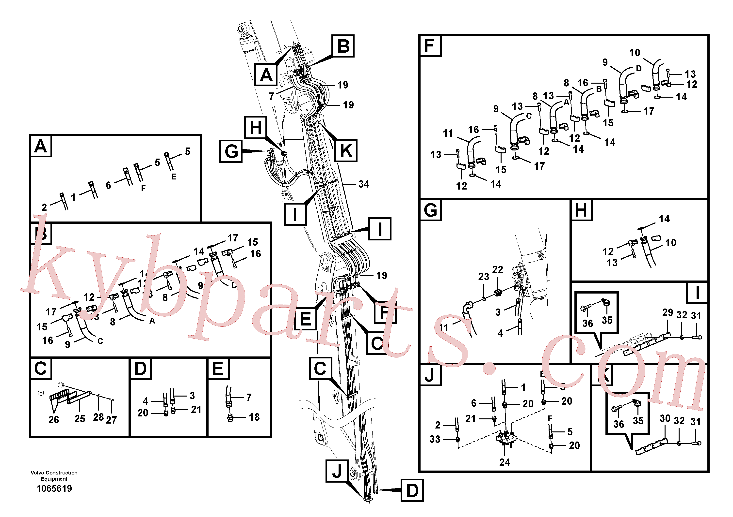 VOE14593444 for Volvo Working hydraulics, intermediate arm(1065619 assembly)