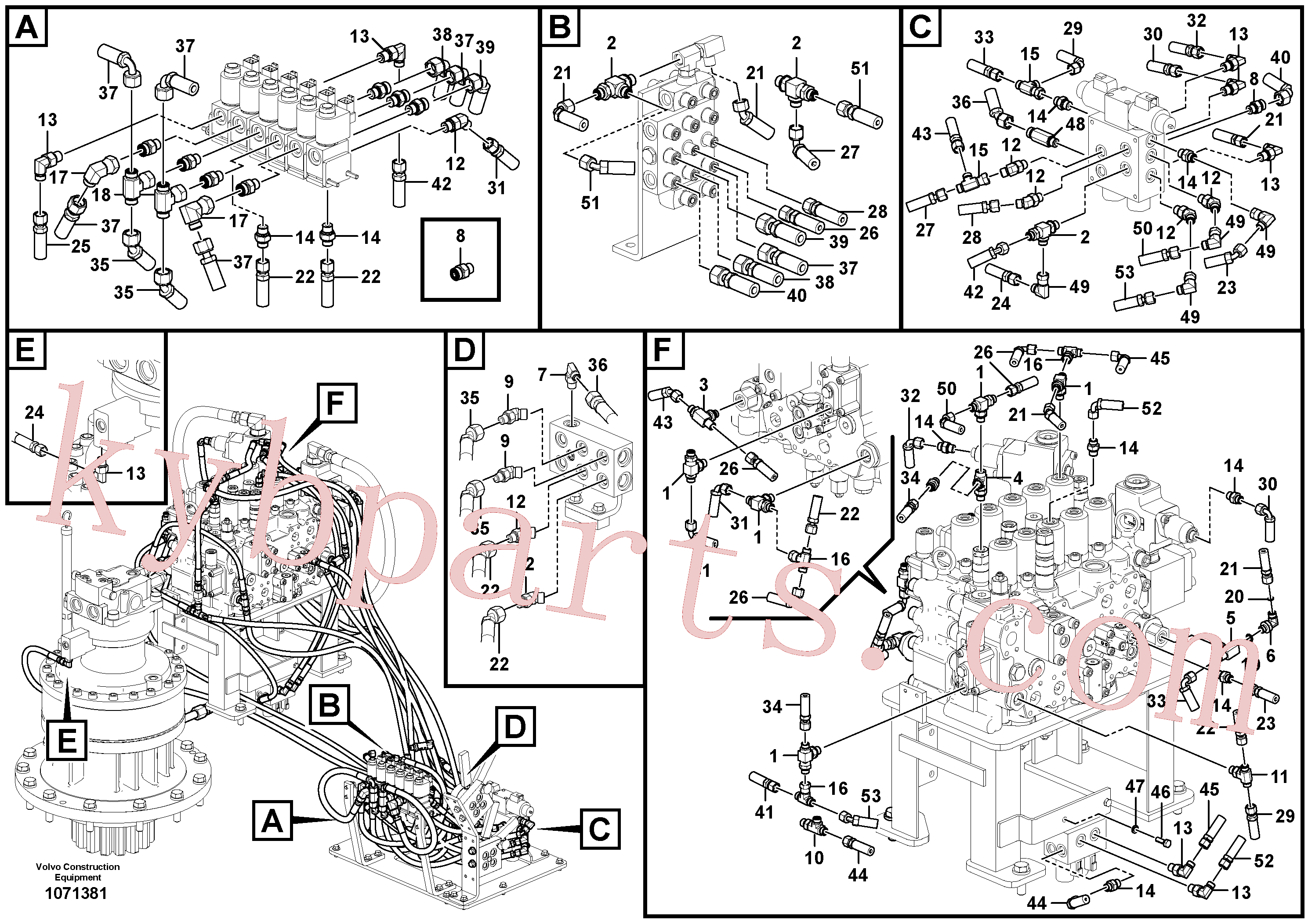 VOE15800358 for Volvo Servo system, control valve to solenoid valve(1071381 assembly)