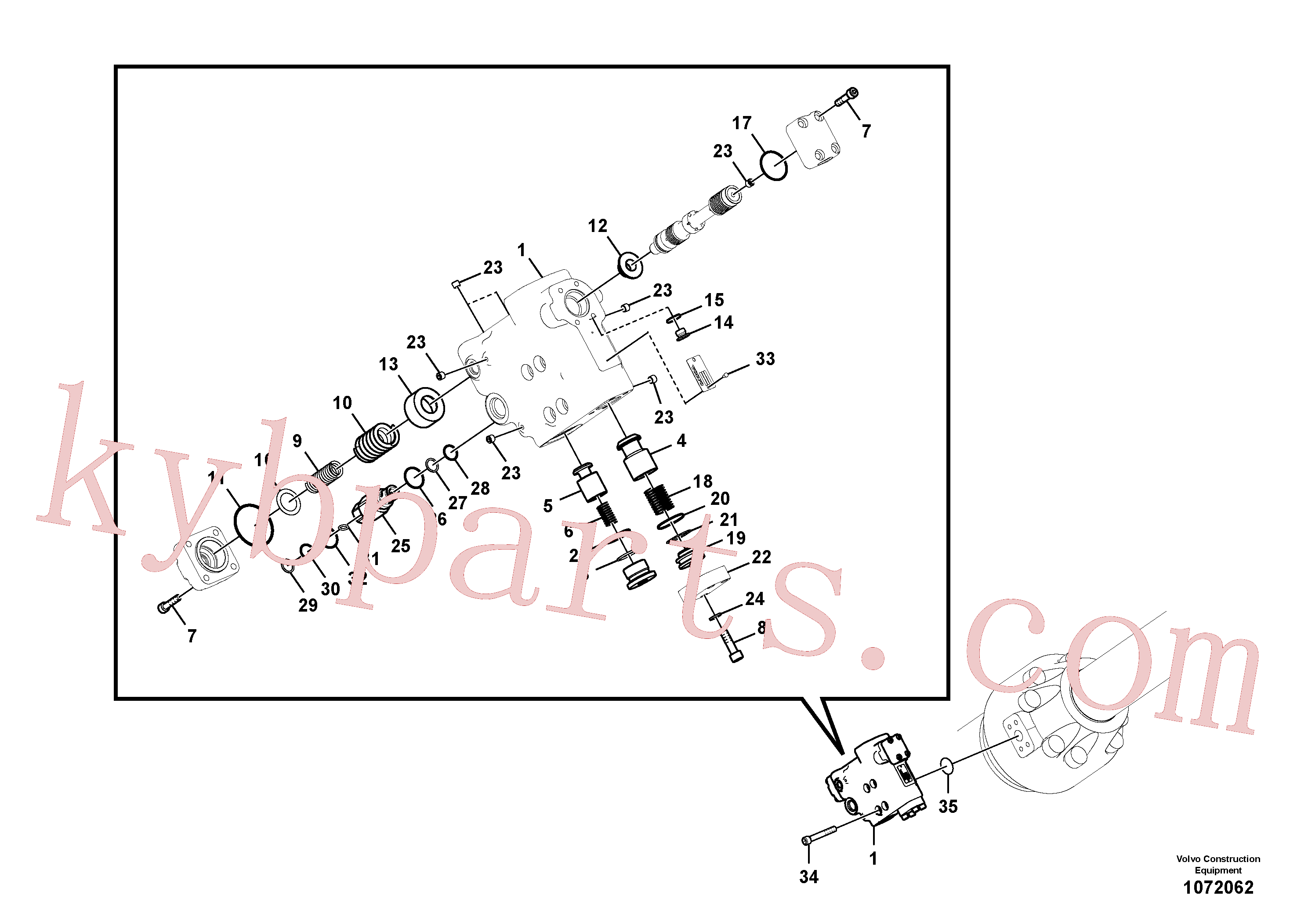 VOE14535920 for Volvo Working hydraulic, dipper arm rupture valve mount.(1072062 assembly)
