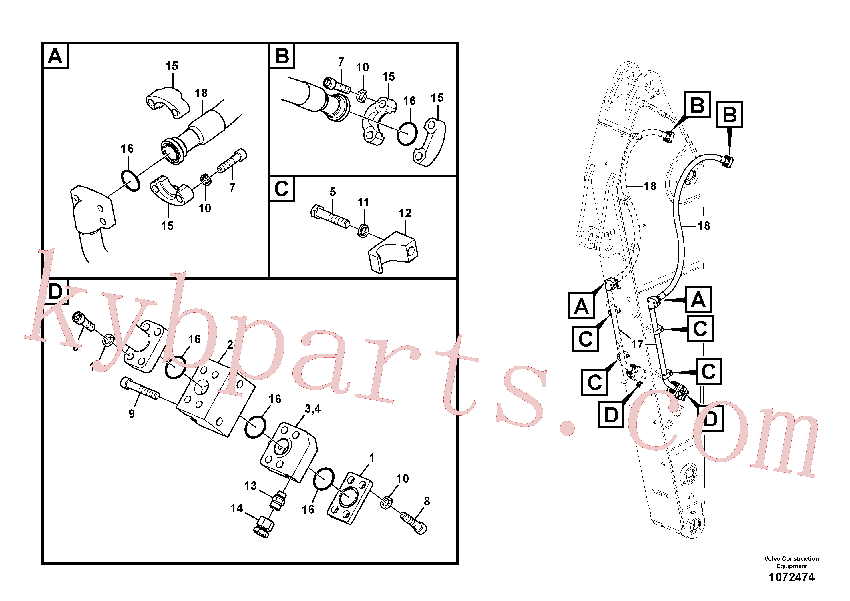 VOE14677234 for Volvo Working hydraulic, hammer and shear for dipper arm(1072474 assembly)
