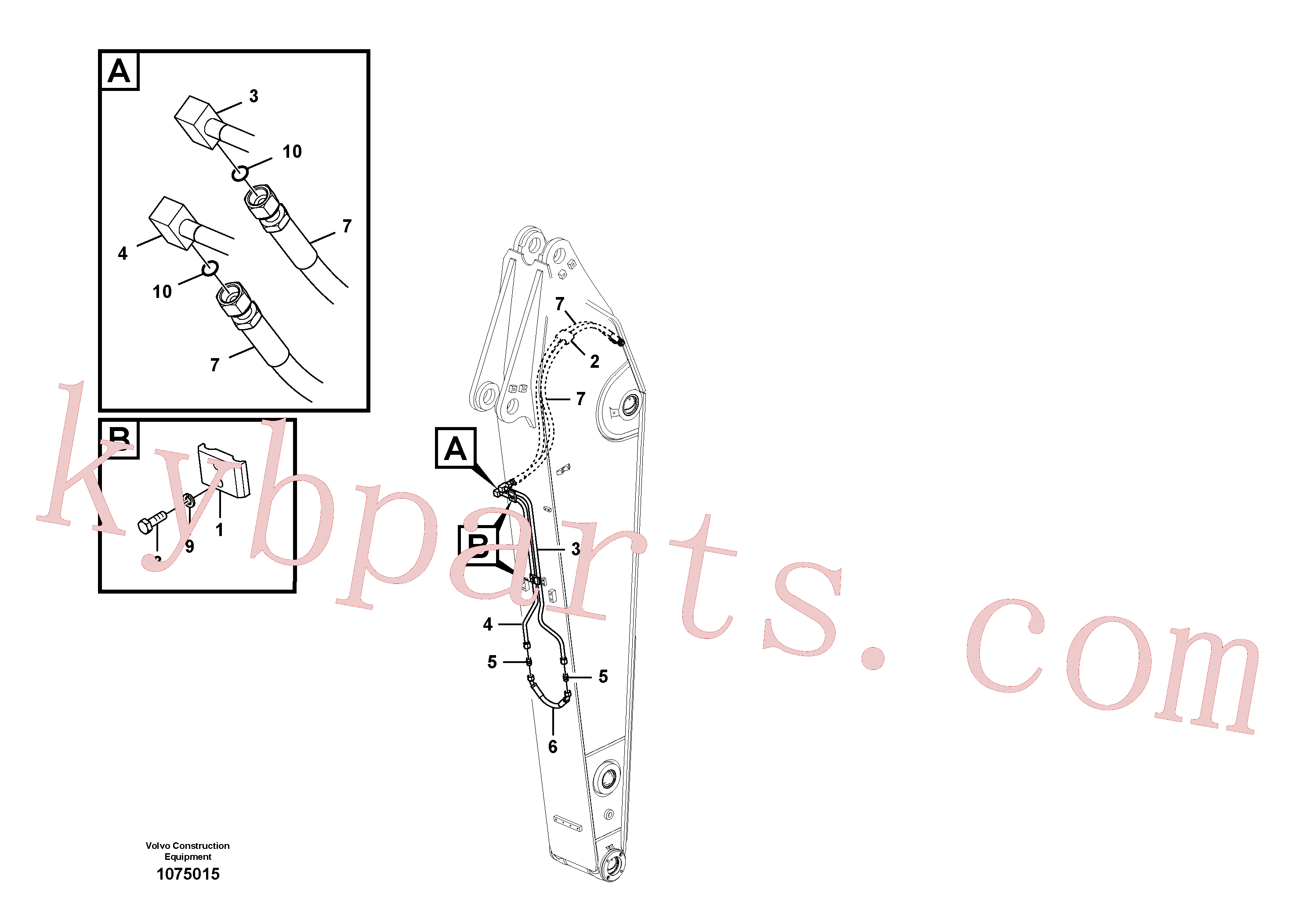 VOE14880905 for Volvo Working hydraulic, slope and rotator on dipper arm(1075015 assembly)