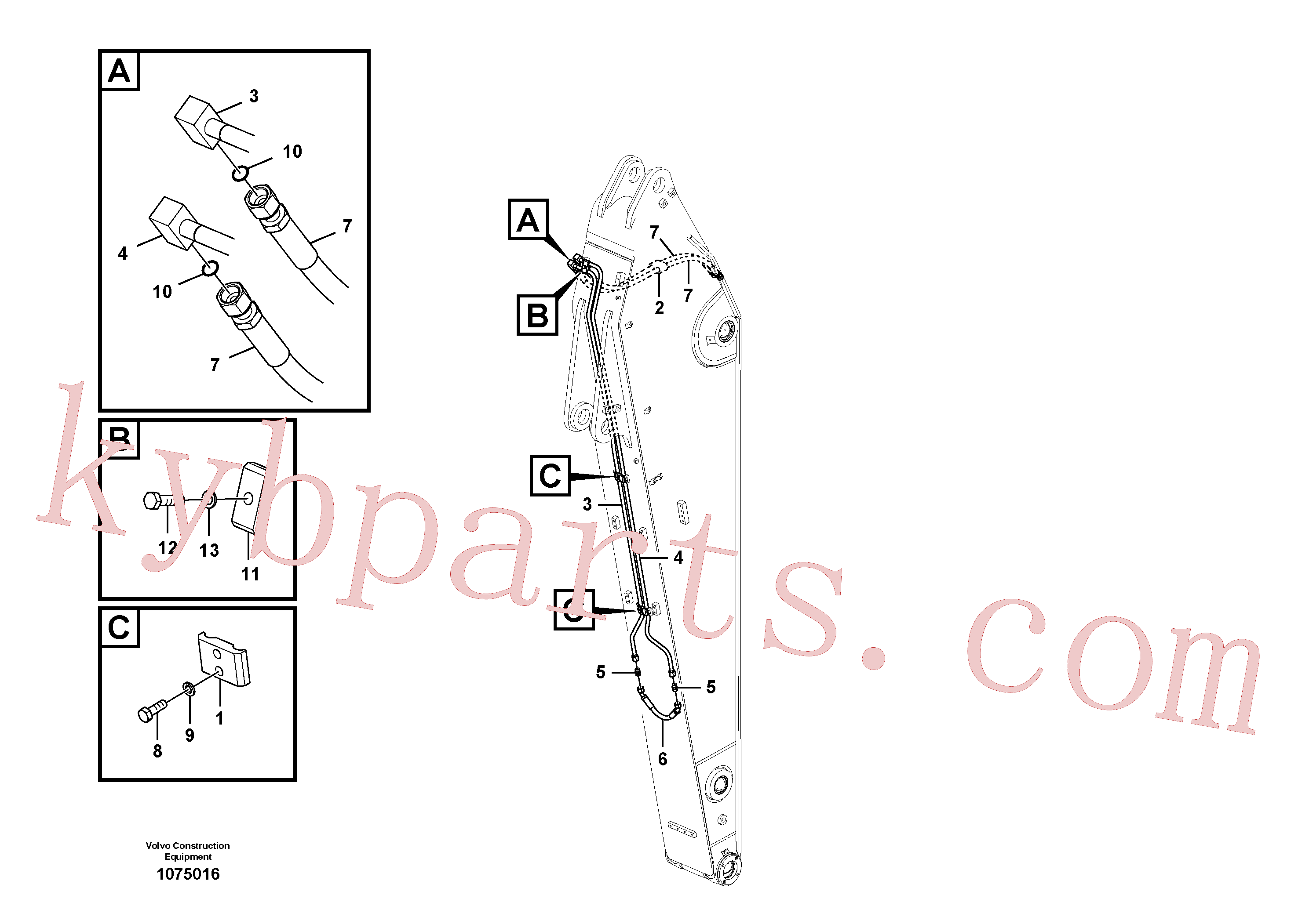 VOE14880905 for Volvo Working hydraulic, slope and rotator on dipper arm(1075016 assembly)