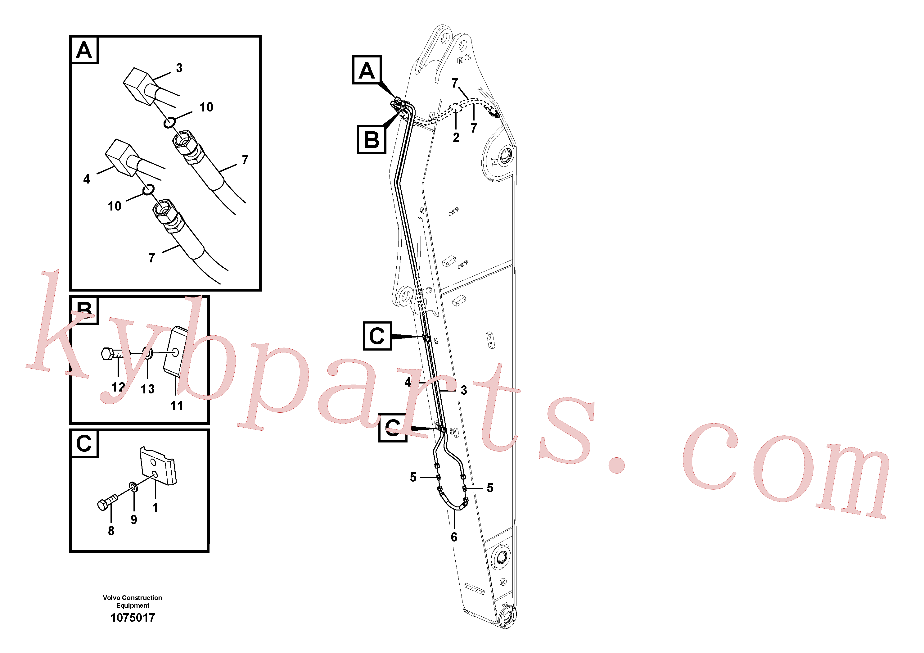 VOE14880905 for Volvo Working hydraulic, slope and rotator on dipper arm(1075017 assembly)