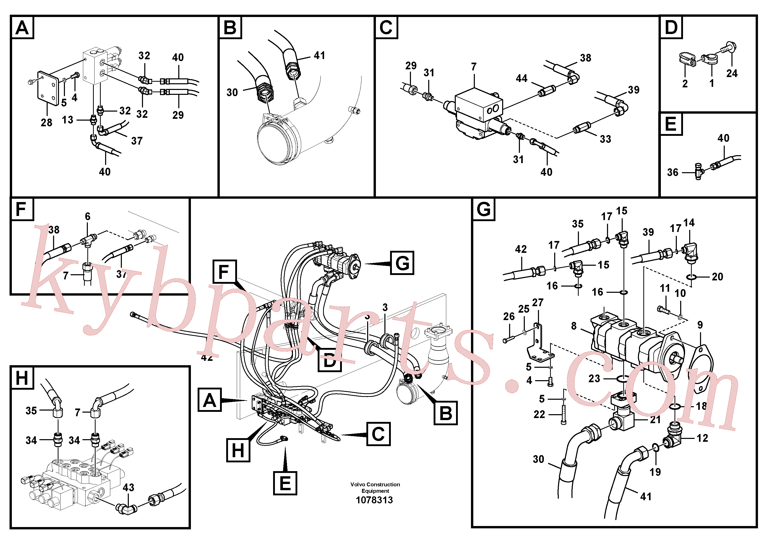 VOE15800358 for Volvo Working hydraulic, slope and rotator on upper frame(1078313 assembly)