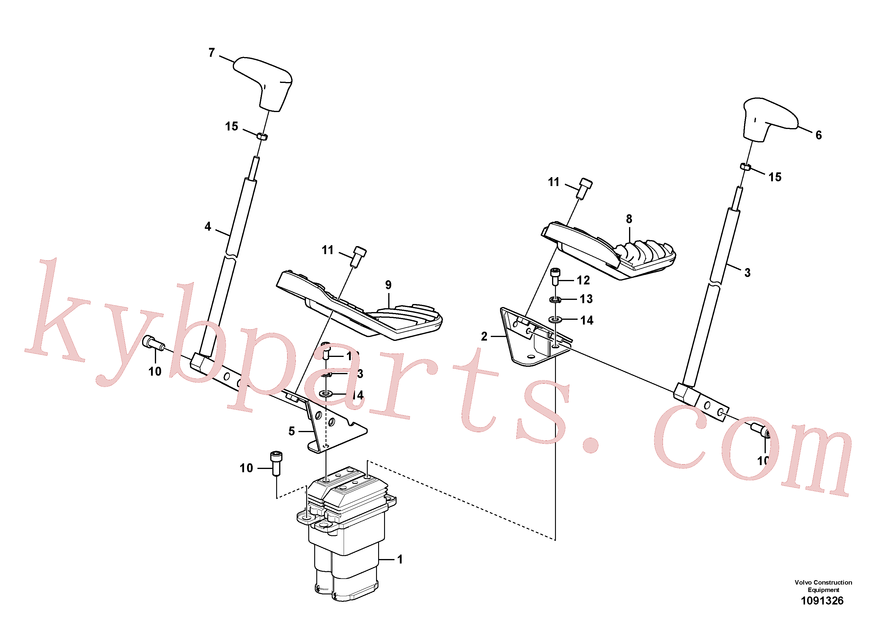 VOE14523006 for Volvo Remote control valve pedal with fitting parts(1091326 assembly)