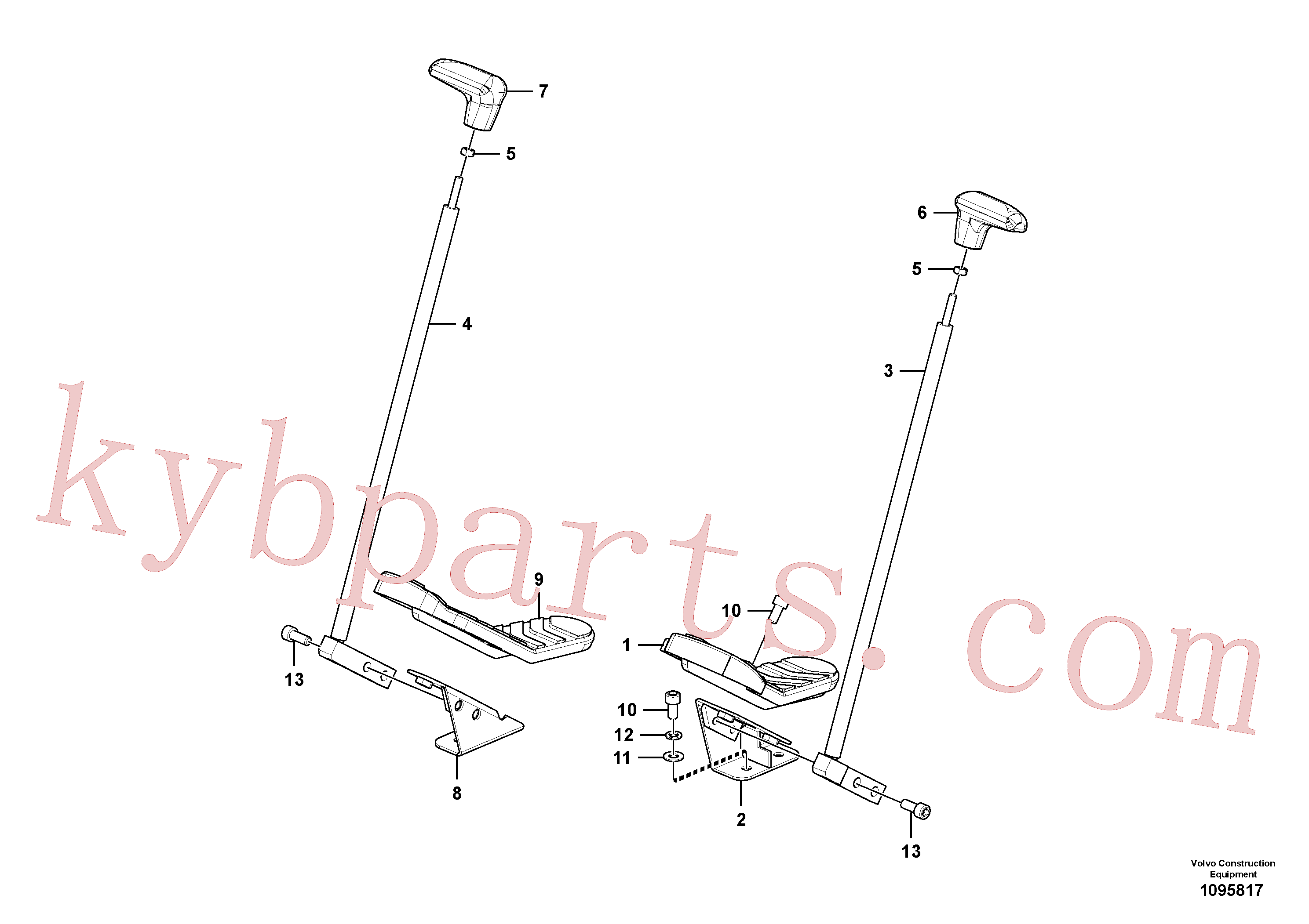 VOE14528528 for Volvo Remote control valve pedal with fitting parts(1095817 assembly)