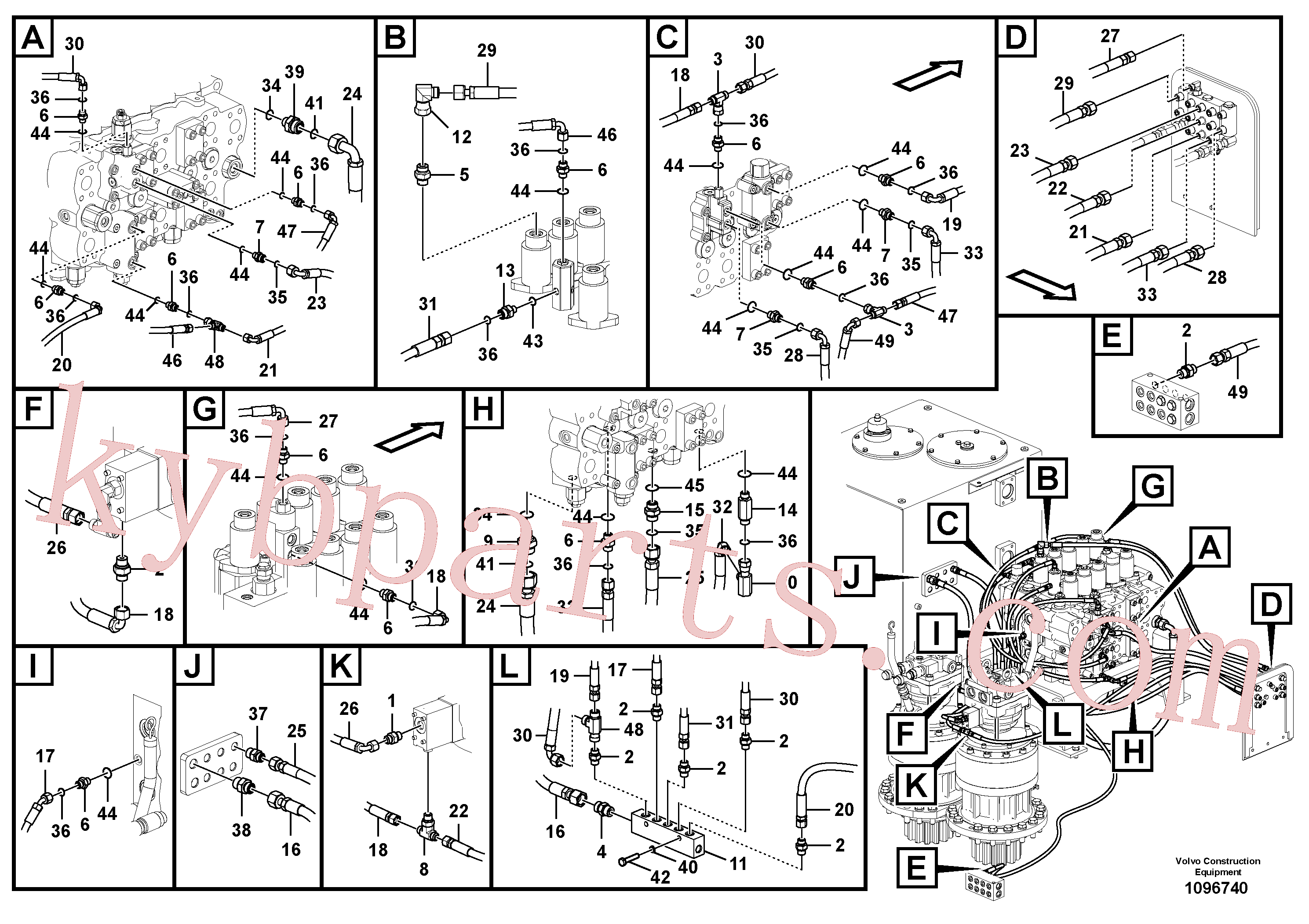 VOE937114 for Volvo Servo system, control valve piping.(1096740 assembly)