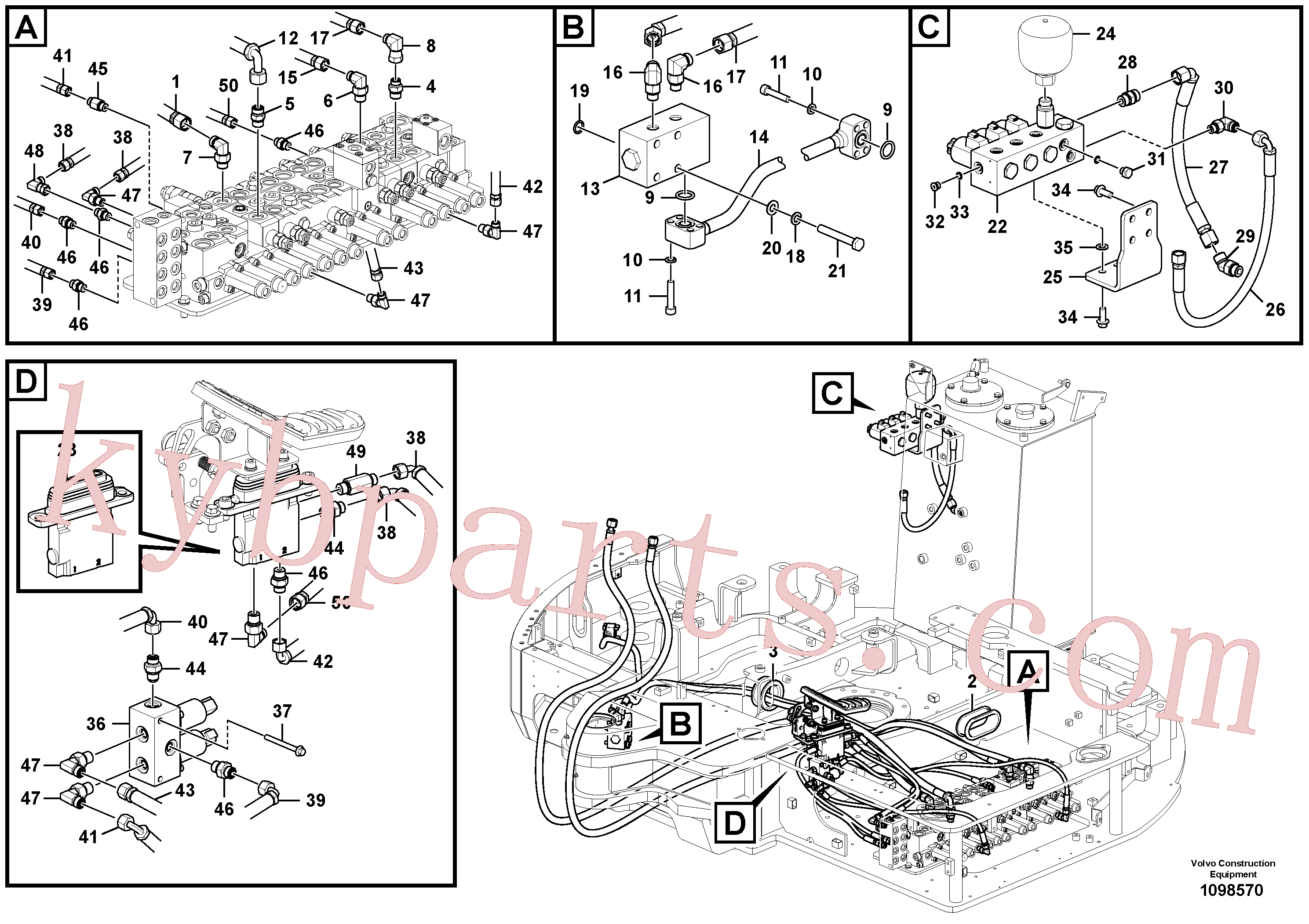 VOE14521160 for Volvo Working hydraulic, hammer and shear for upper(1098570 assembly)