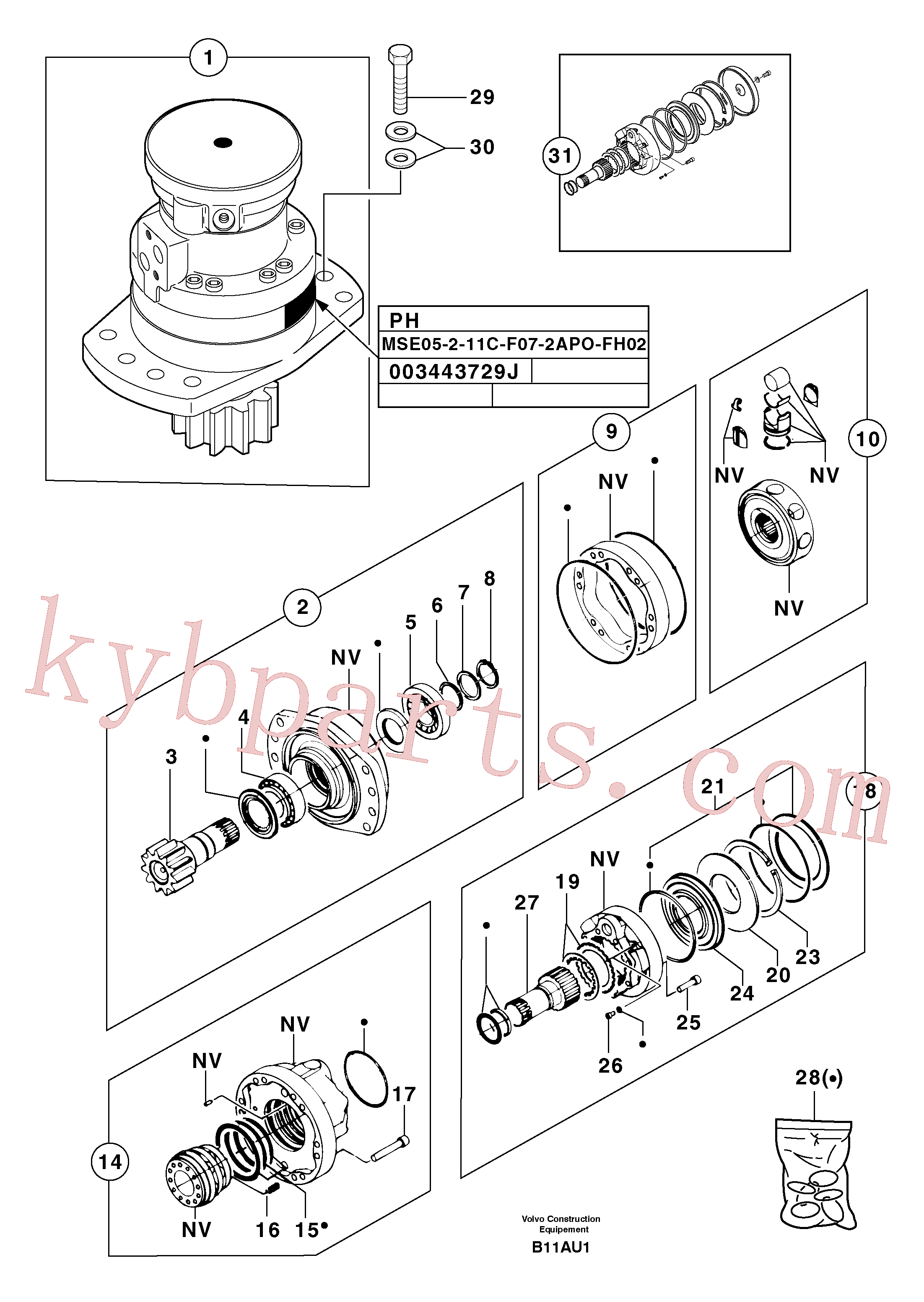 VOE14527087 for Volvo Slewing gear motor(B11AU1 assembly)