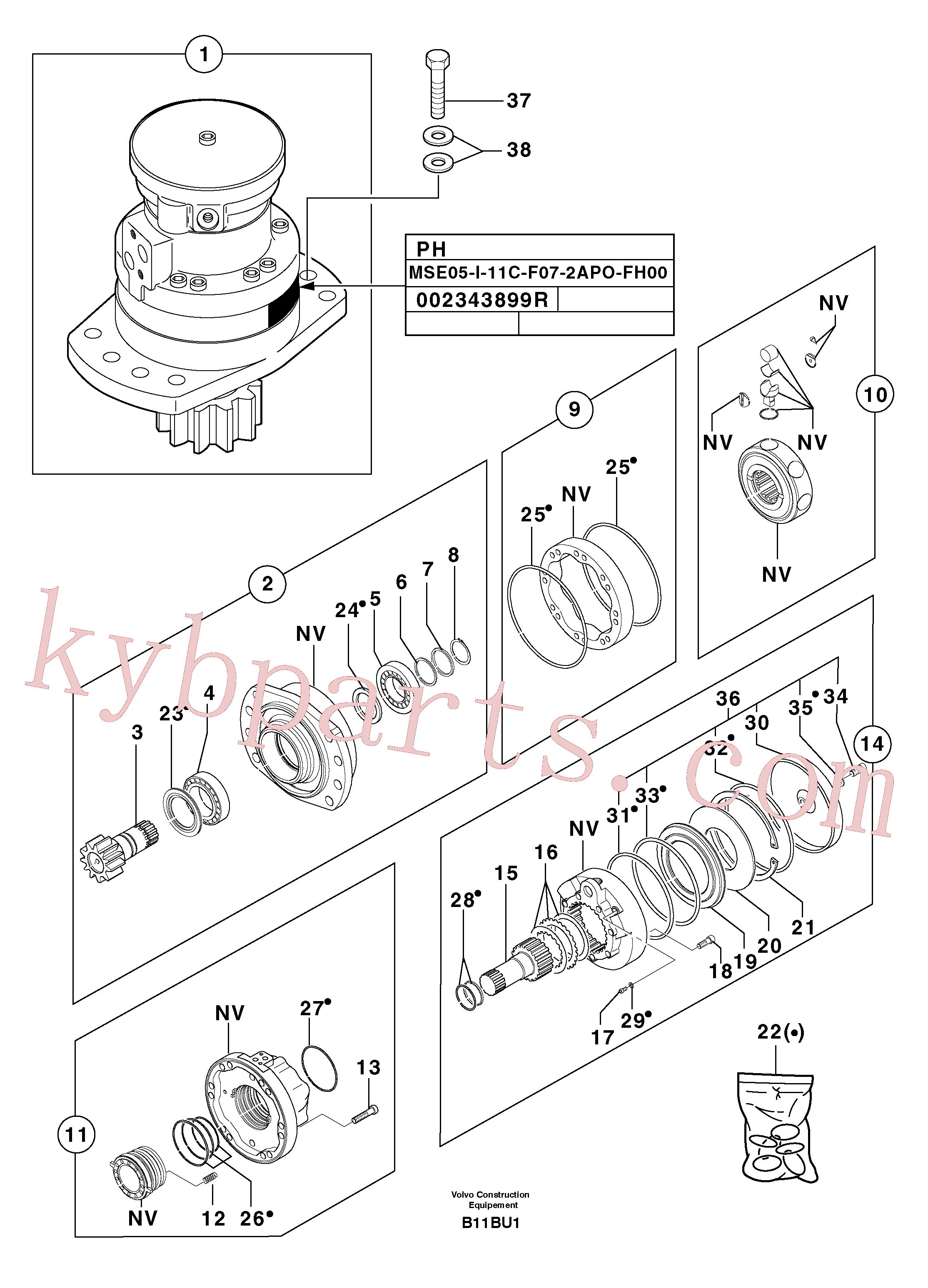PJ7418166 for Volvo Slewing gear motor(B11BU1 assembly)