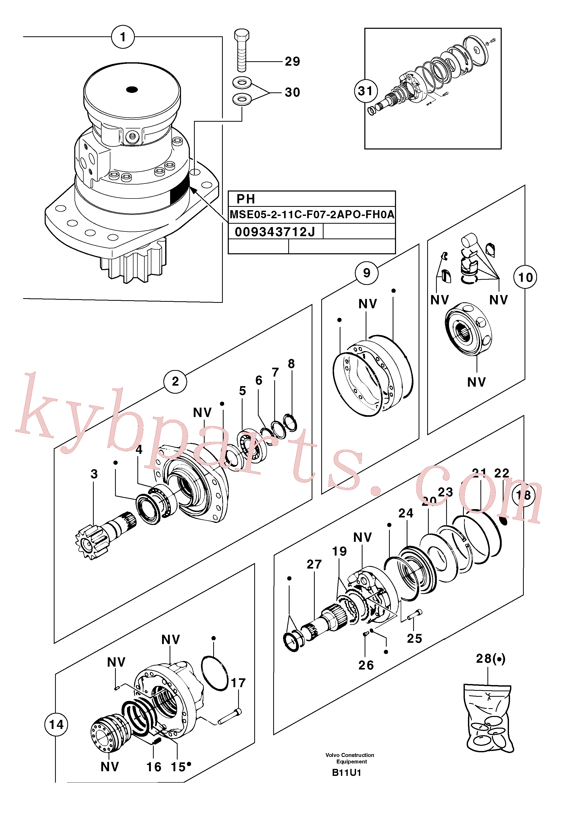 VOE14527087 for Volvo Slewing gear motor(B11U1 assembly)