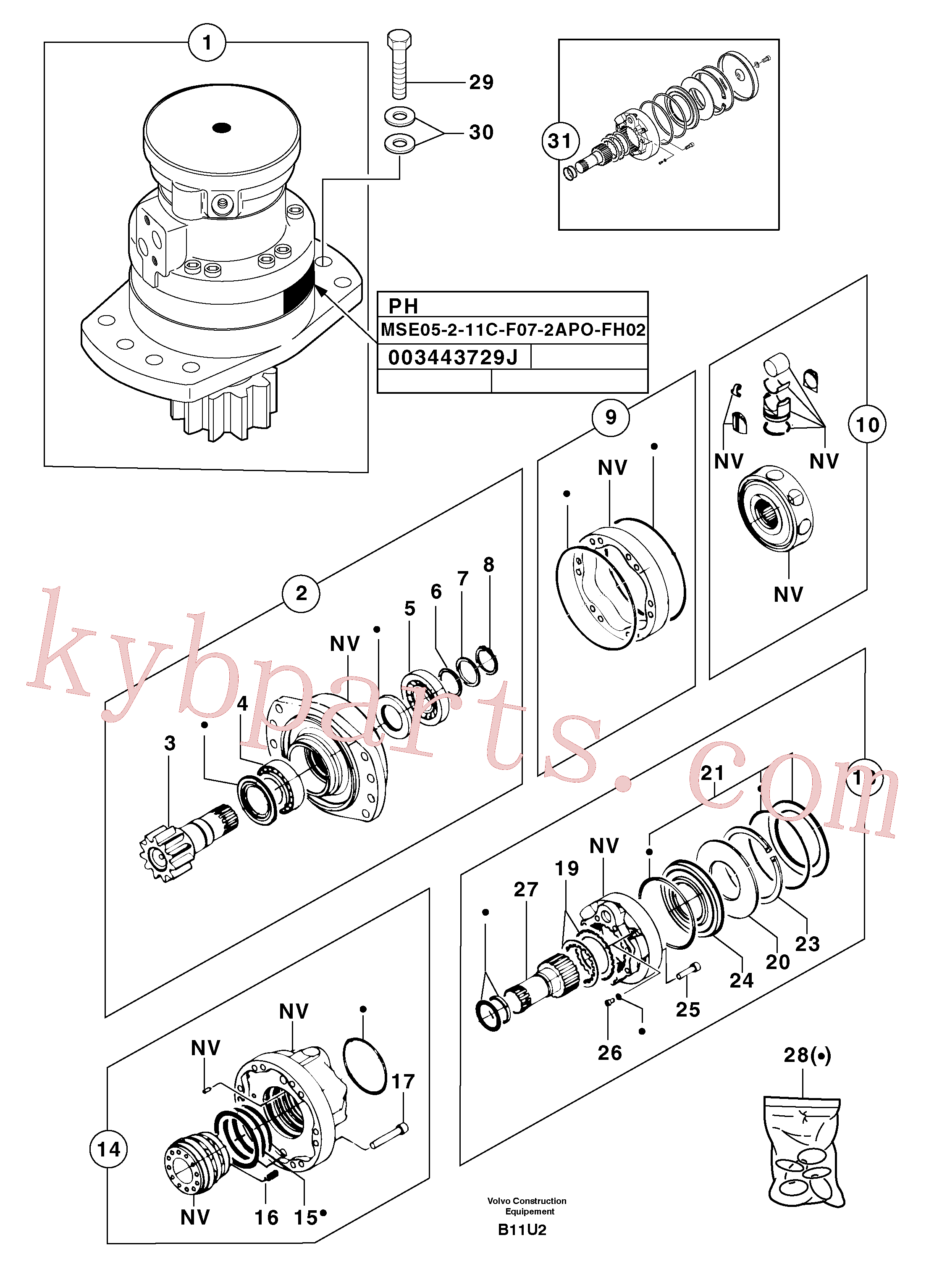 VOE14527087 for Volvo Slewing gear motor(B11U2 assembly)