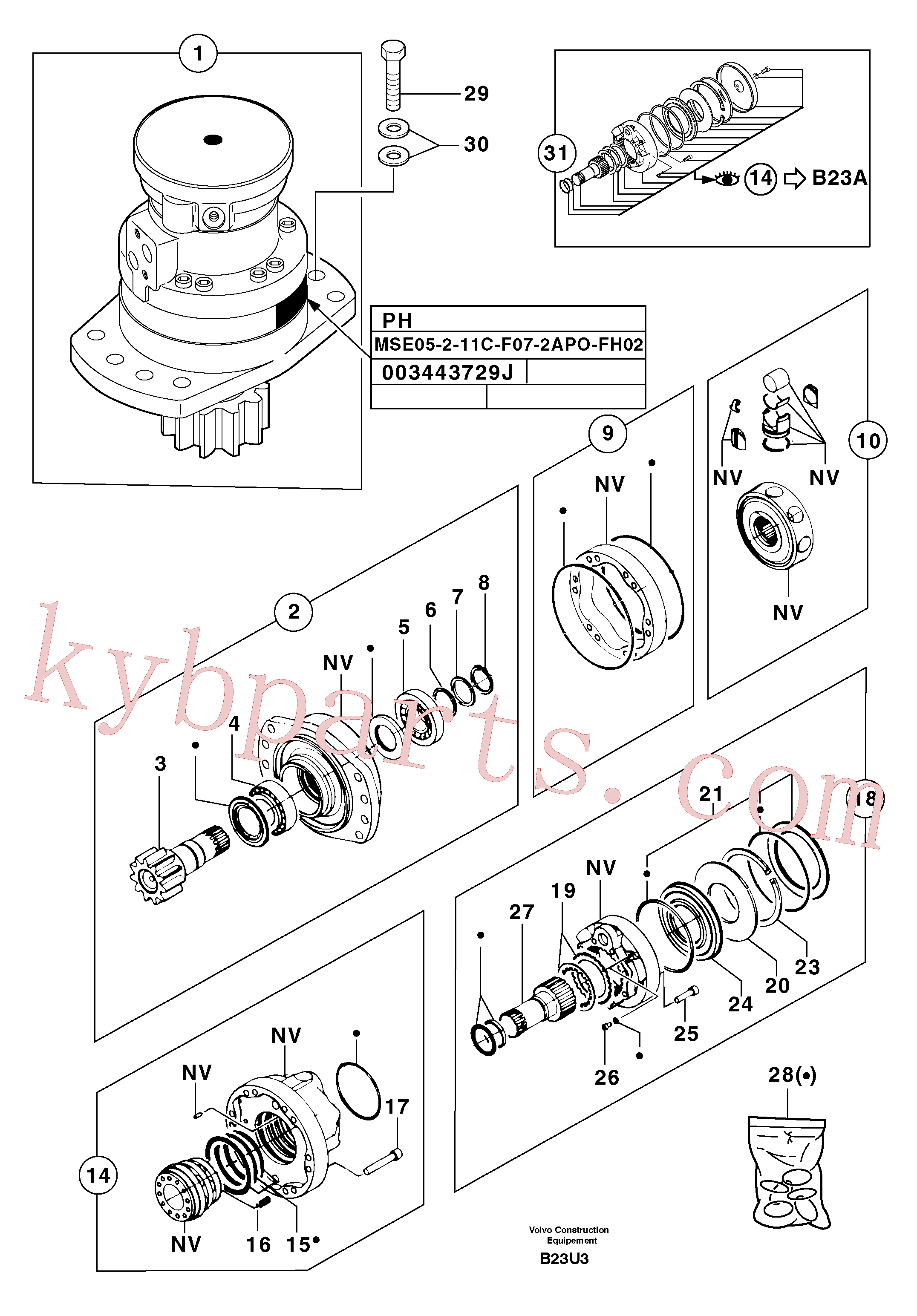 VOE14527087 for Volvo Slewing gear motor(B23U4 assembly)