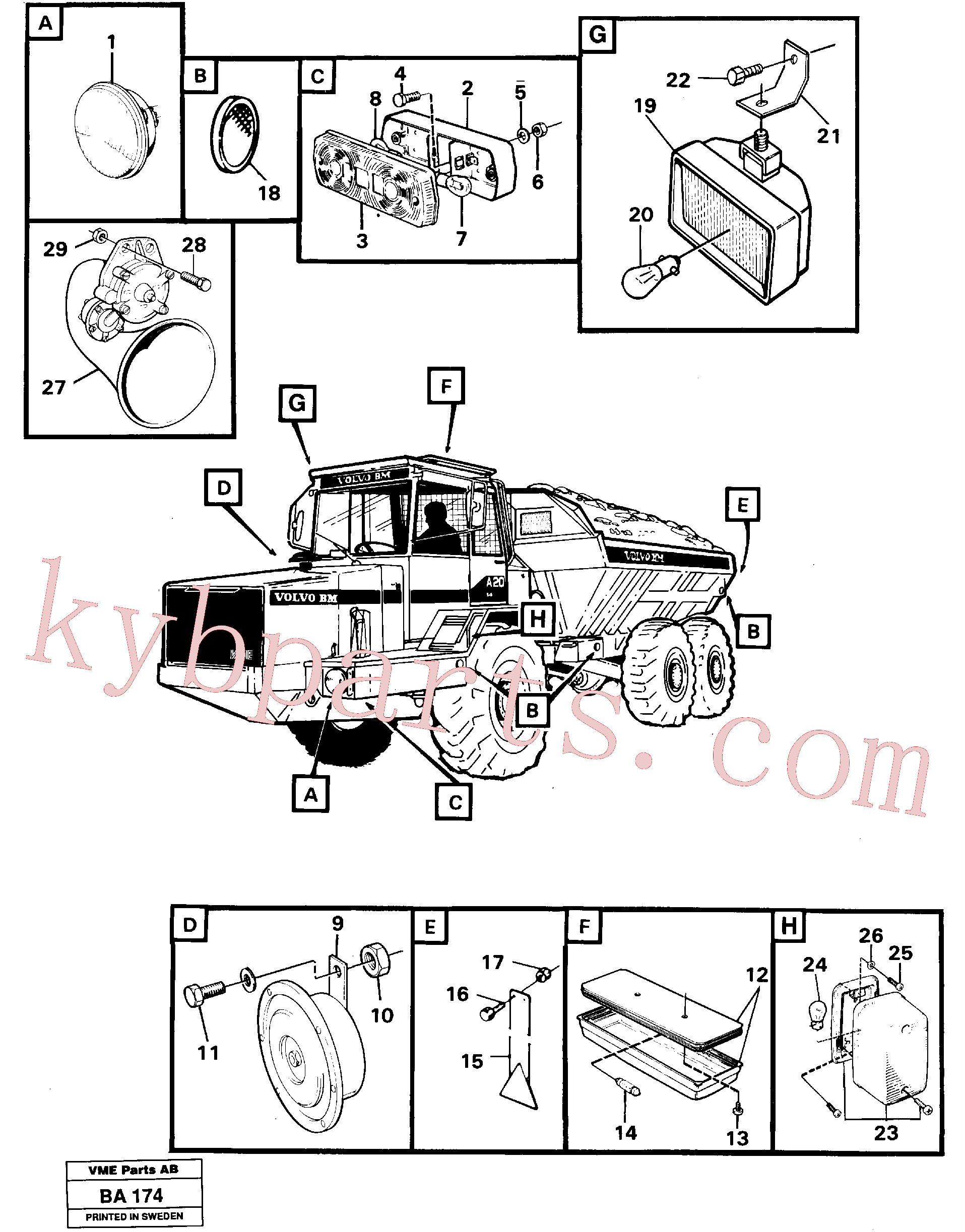 VOE955345 for Volvo Lighting,tractor(BA174 assembly)
