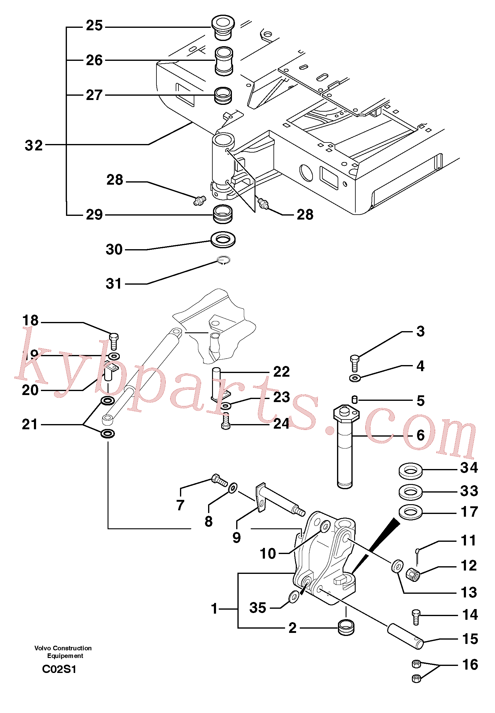 PJ5530116 for Volvo Platform / pivot pin(C02S1 assembly)