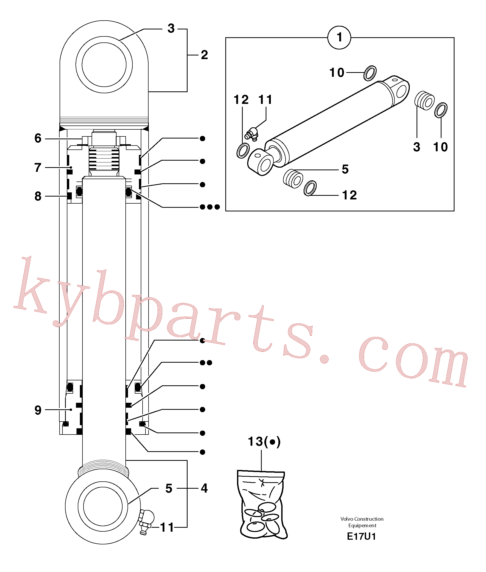 PJ5640216 for Volvo Boom offset cylinder(E17U1 assembly)