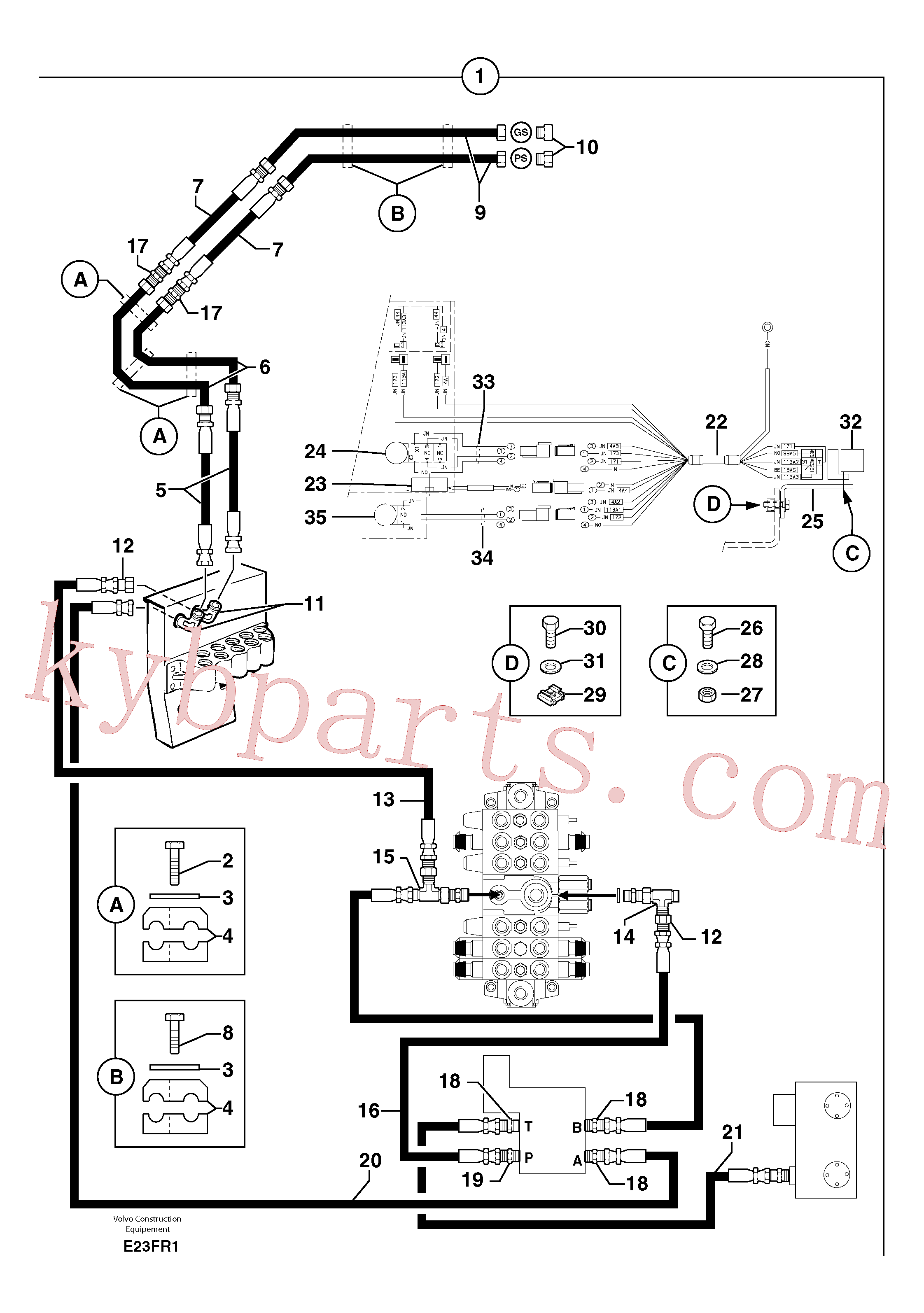 PJ4750136 for Volvo Hyd. circuit (quickfit/double-acting)(E23FR1 assembly)